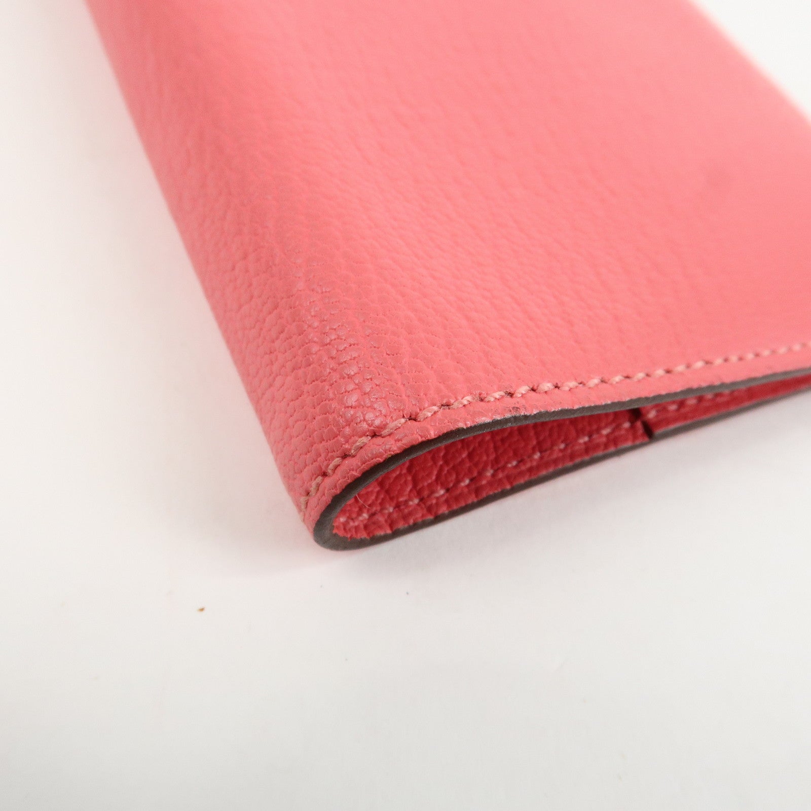 HERMES Leather Agenda PM Planner Cover 笆。X Stamped Rose Azalee Used