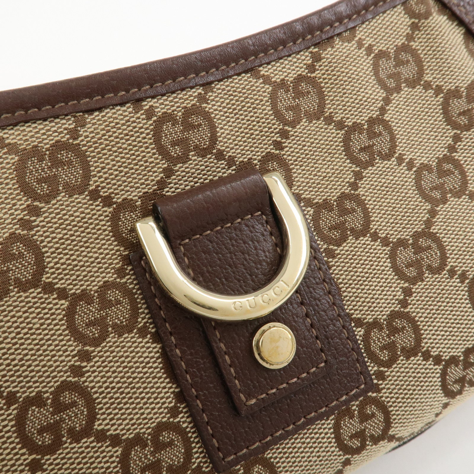 GUCCI Abbey GG Canvas Leather Shoulder Bag Hand Bag Beige 130939