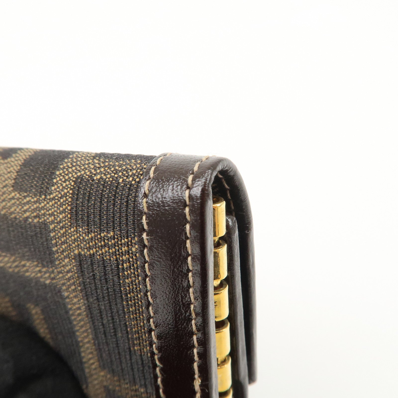 FENDI Zucca Canvas Leather 6 Ring Key Case Brown Black 10163