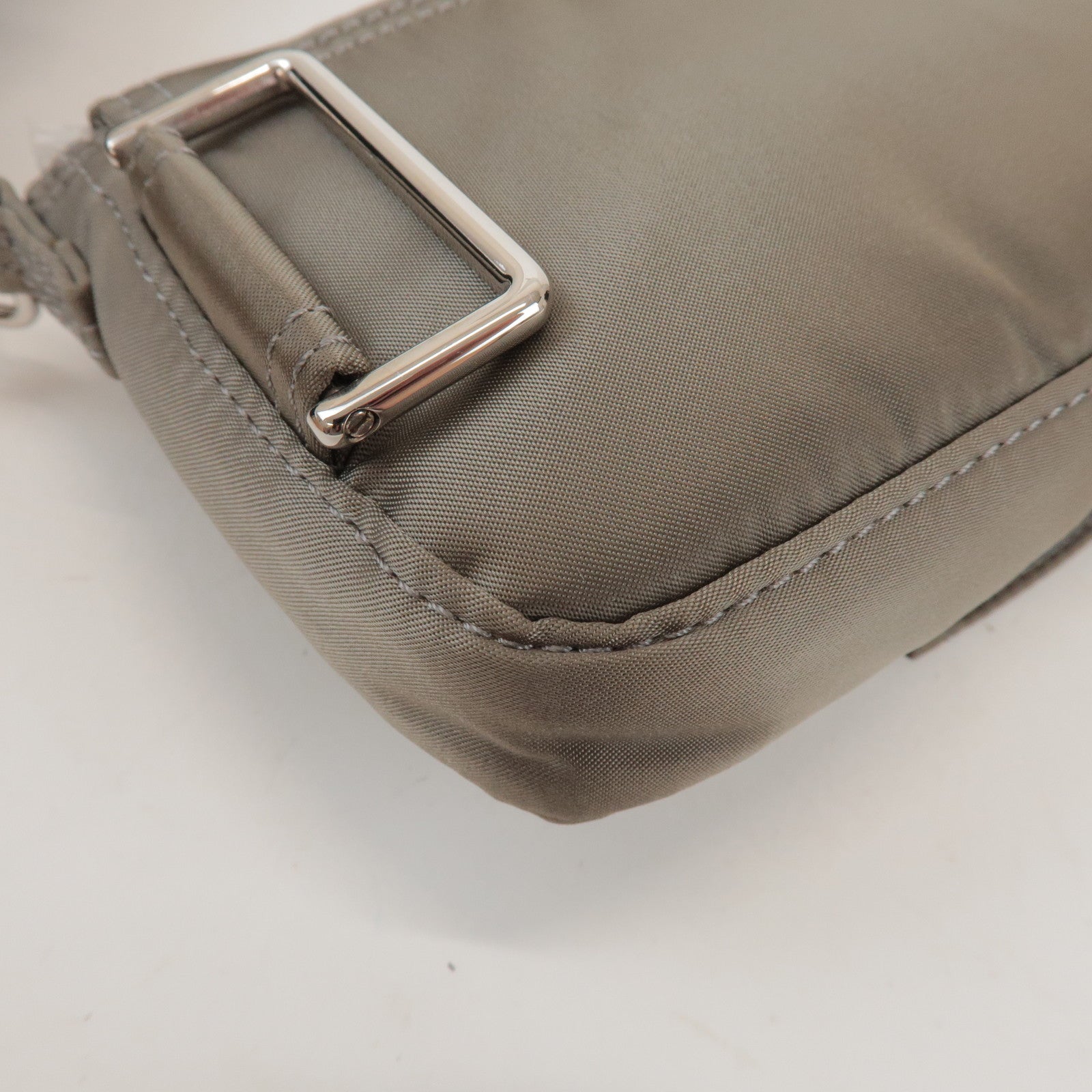 FENDI × PORTER Nylon Leather Baguette Mini 2WAY Bag Grey 7AS138