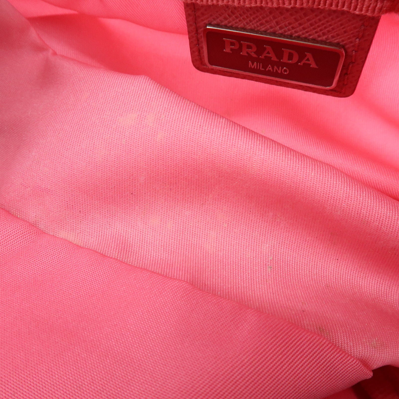 PRADA Triangle Logo Nylon Leather Cosmetic Pouch Pink 1NA021