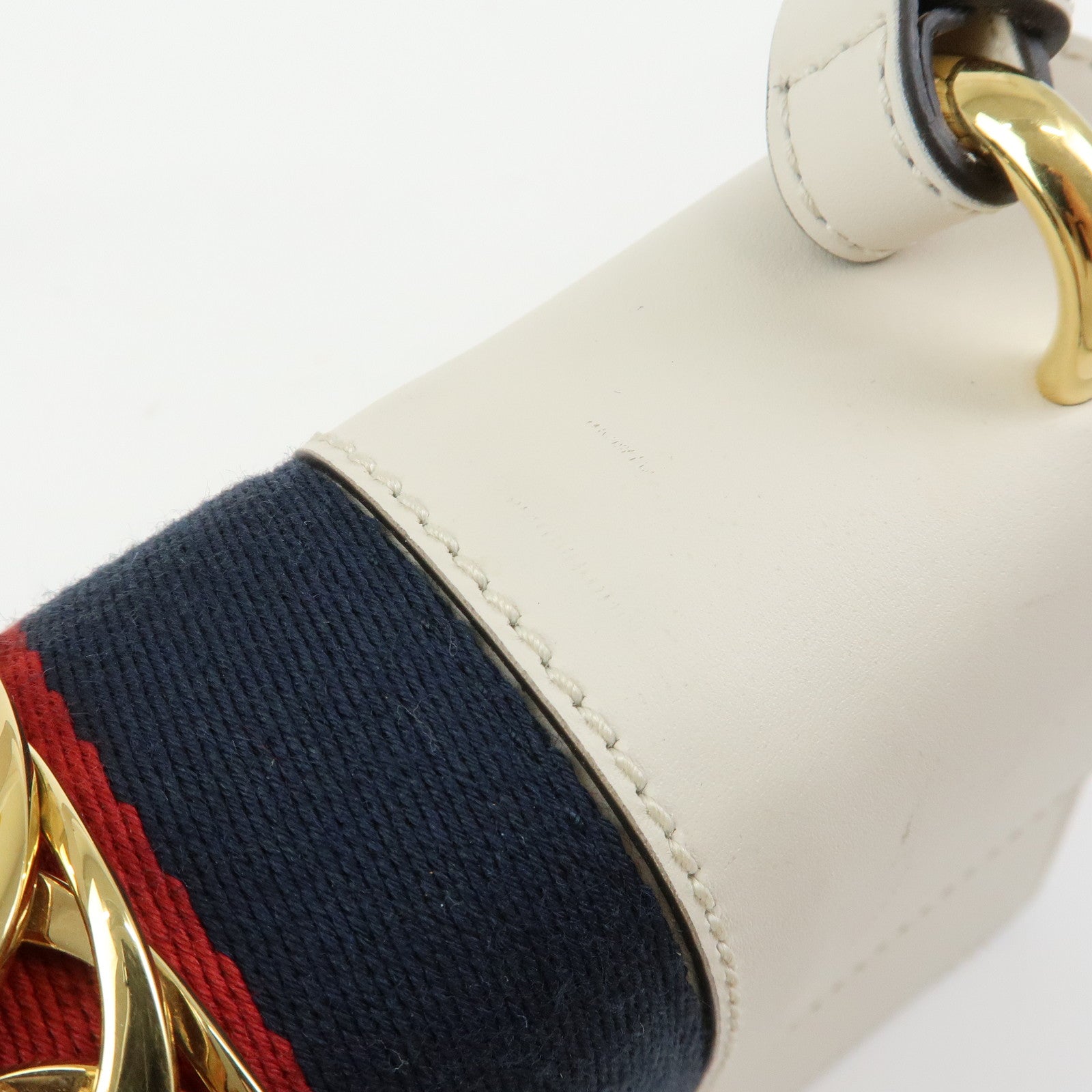 GUCCI Sylvie Sherry Leather Shoulder Bag Crossbody Bag Ivory 421882