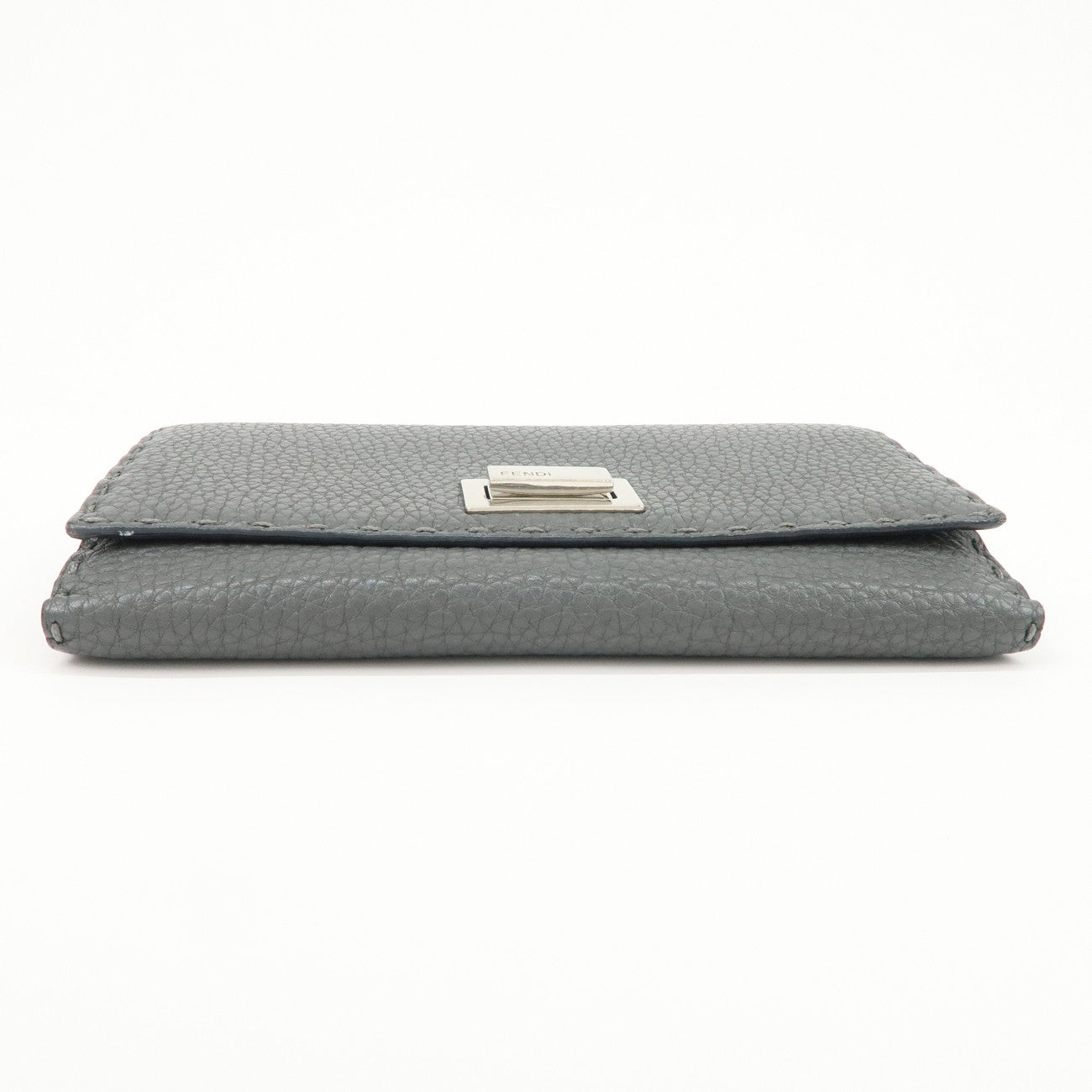 FENDI Selleria Leather Peekaboo Bi-Fold Long Wallet Gray 8M0308