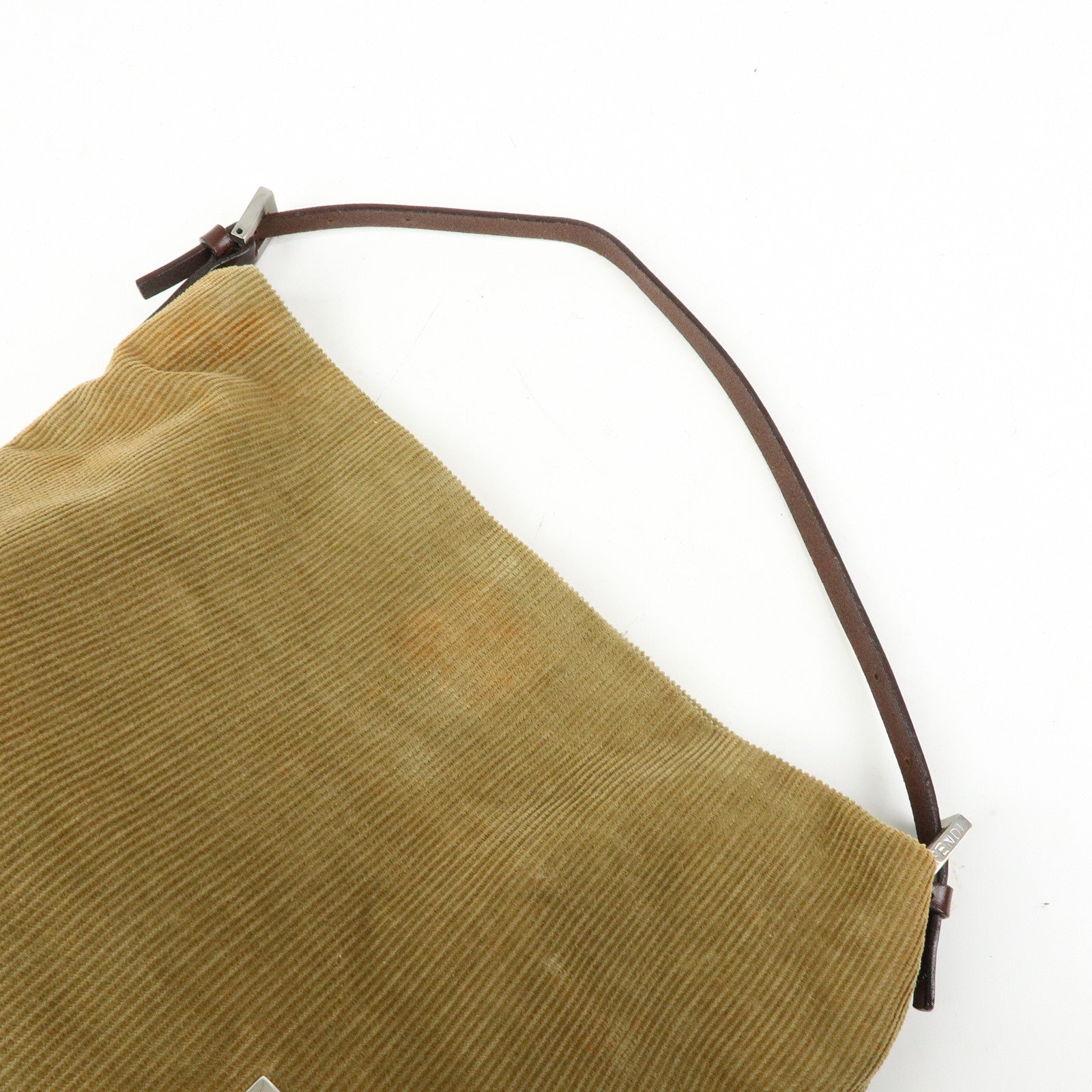 FENDI Corduroy Leather Mini Hand Bag Light Brown 26637