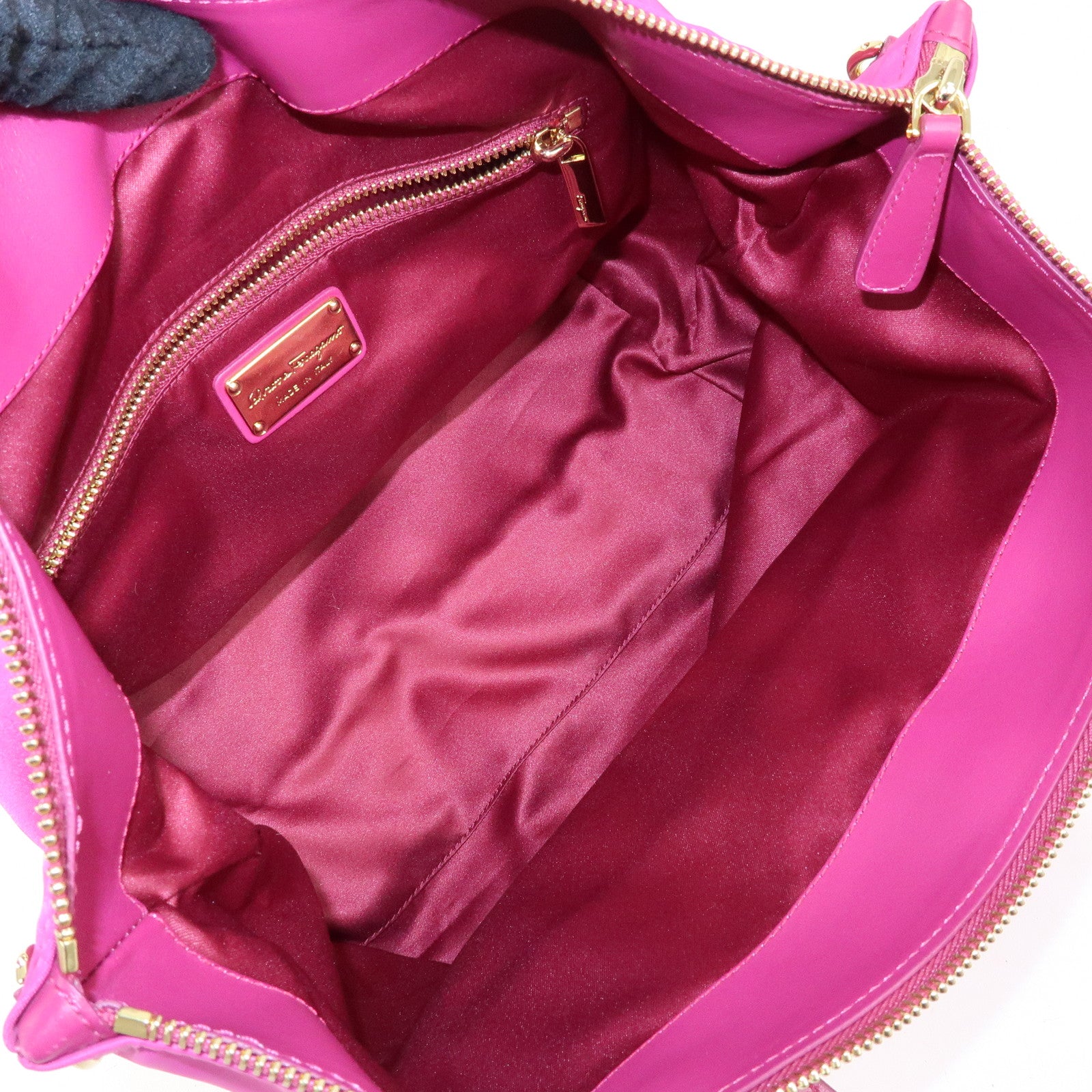 Ferragamo Gancini Nylon Leather 2Way Bag Hand Bag Shoulder Bag Pink