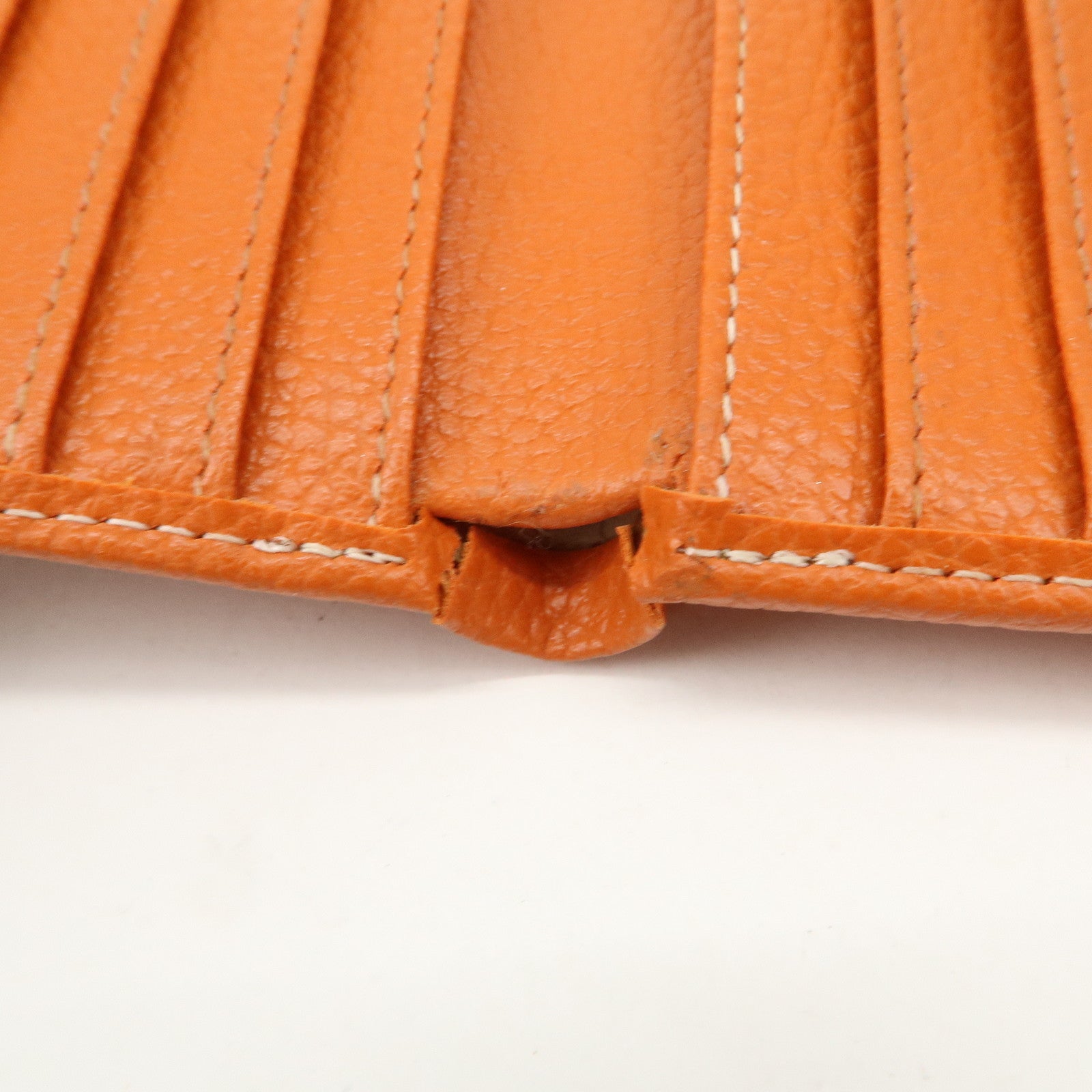 Chloe Leather Tri-fold Compact Wallet Studs Orange