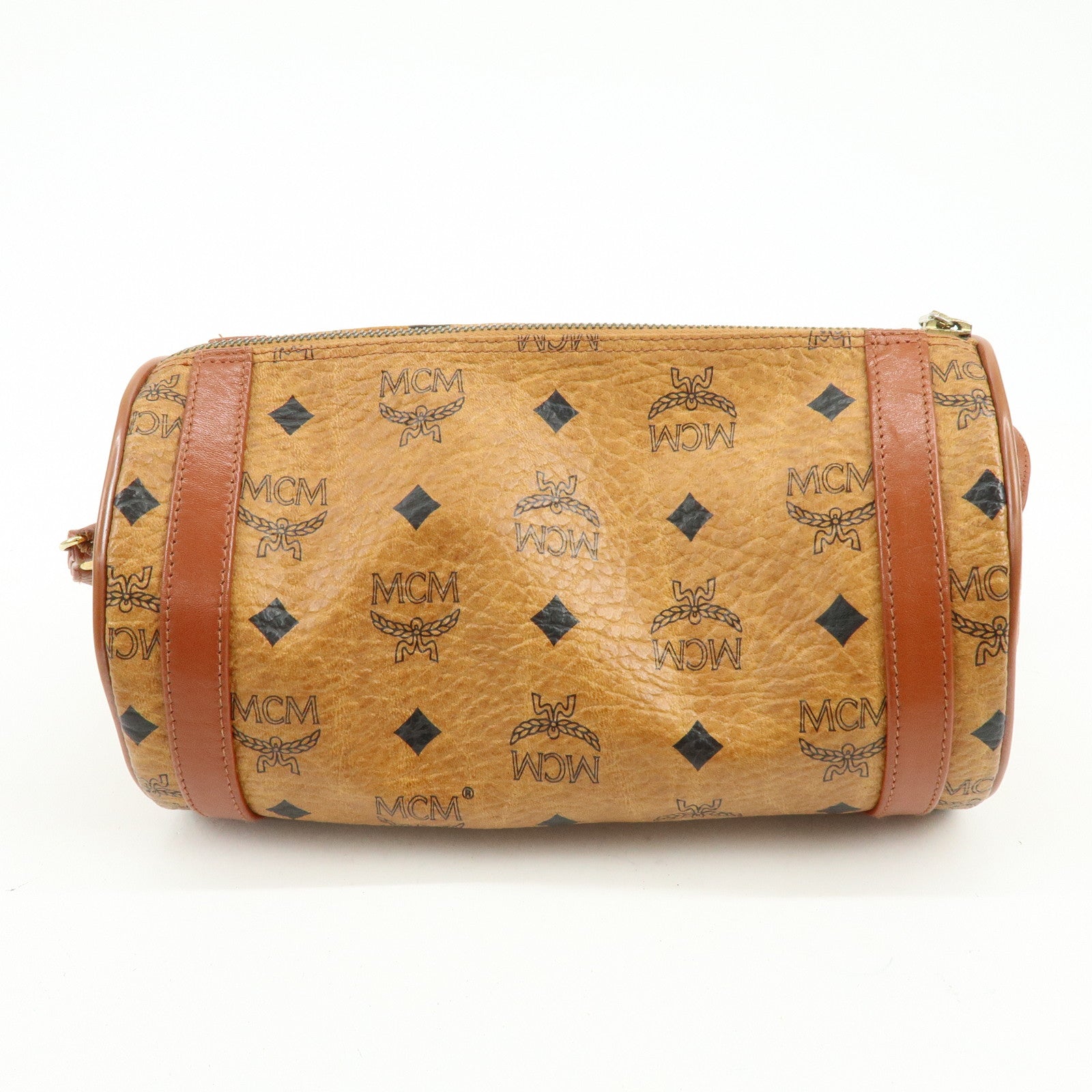 MCM Visetos Logogram Leather Shoulder Bag Crossbody Bag Brown