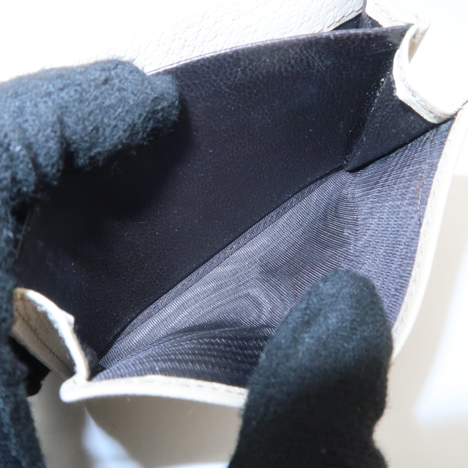 GUCCI Abbey GG Canvas Leather Card Case Ivory Beige 141417 Used