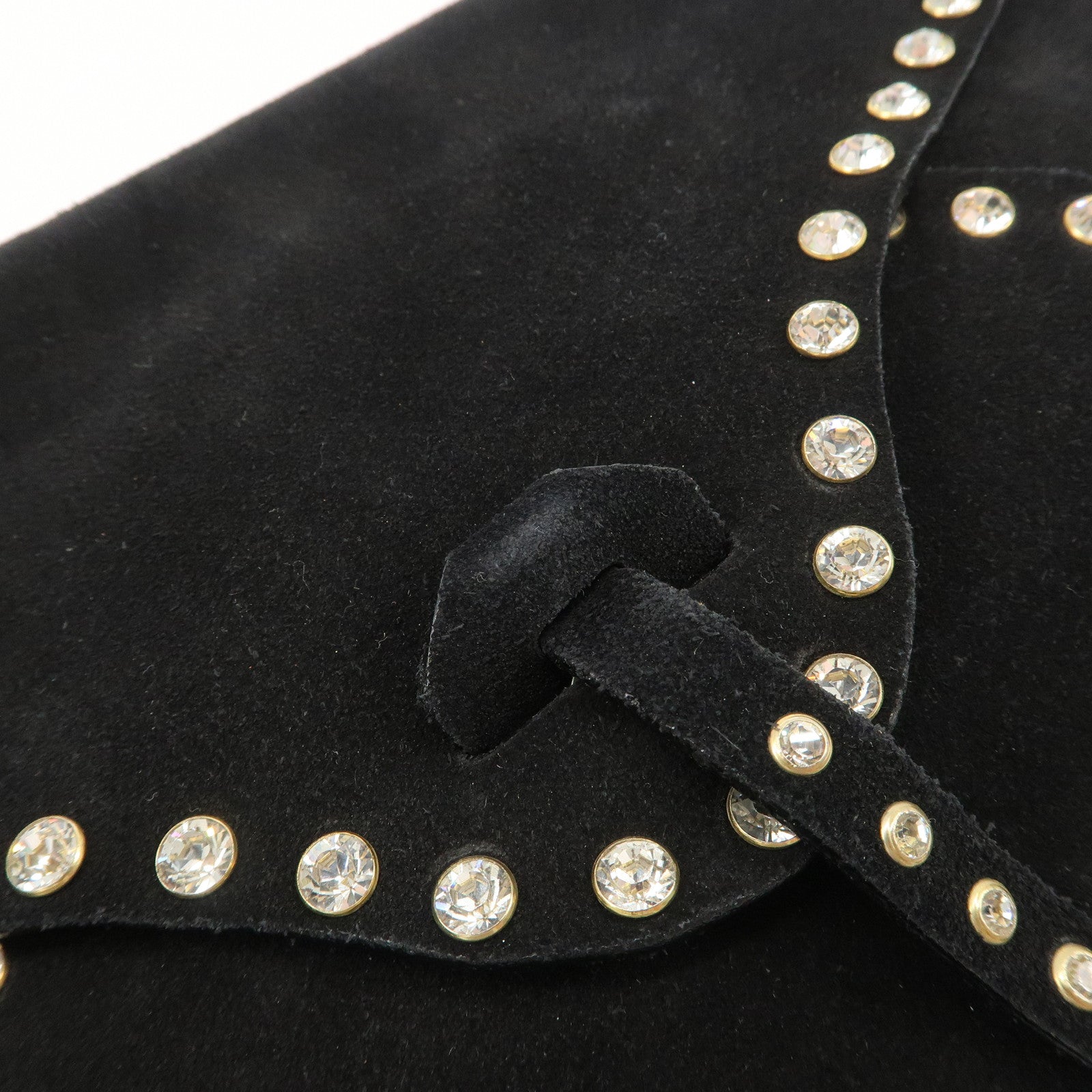 CELINE Paulbot Suede Shoulder Bag Hand Bag Black Used