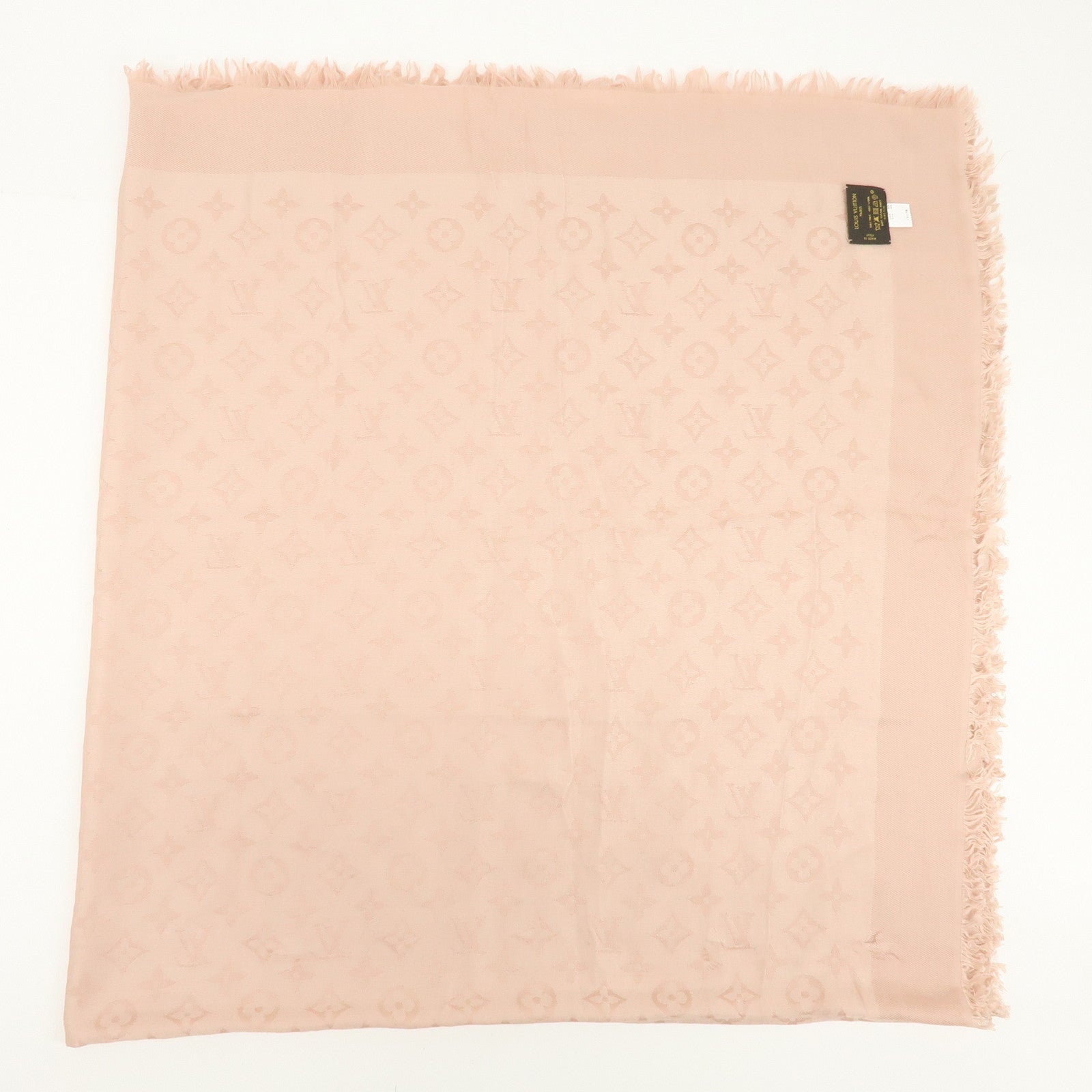 Louis Vuitton Monogram Silk Wook Scarf Shawl Pink 402336