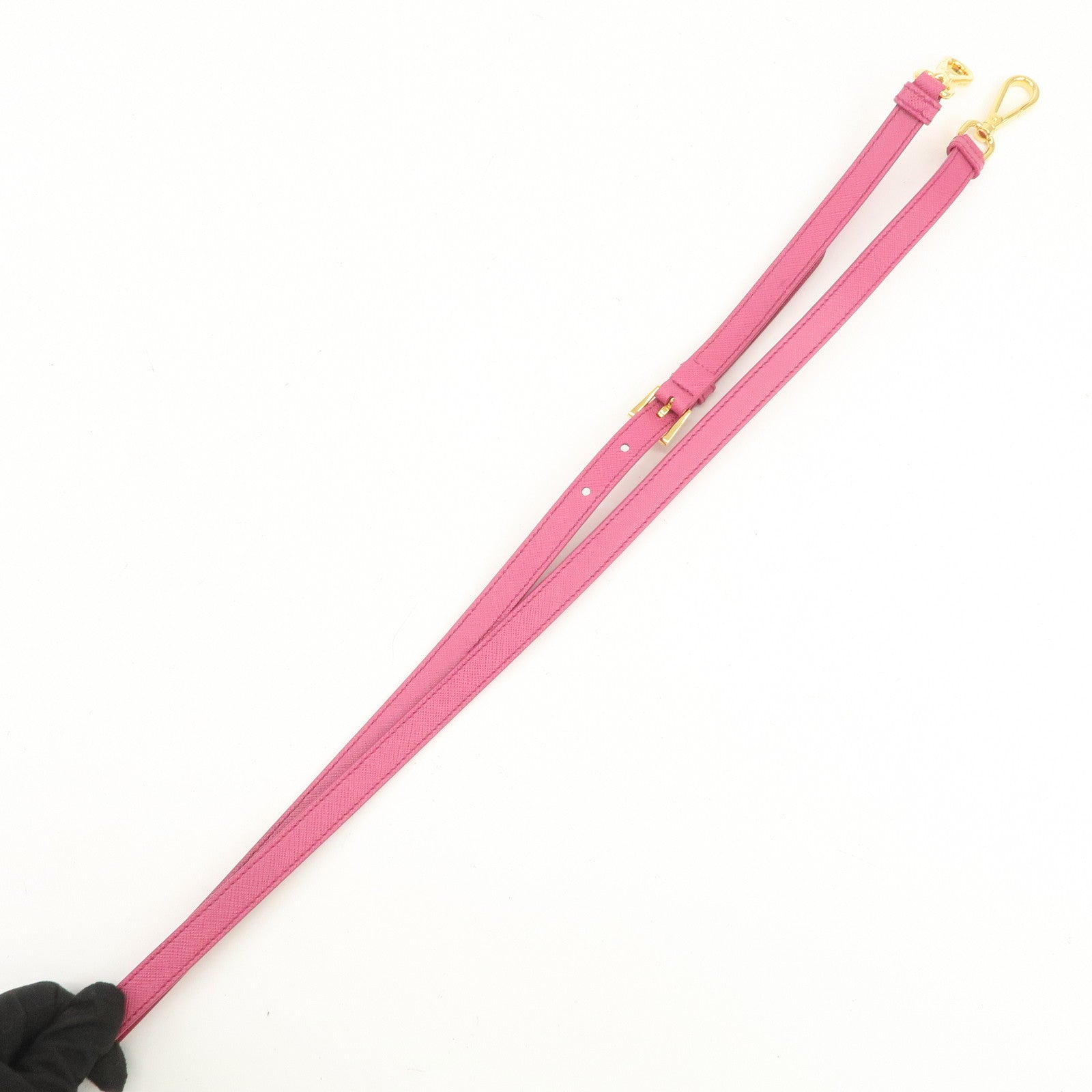 PRADA Logo Saffiano Leather Shoulder Strap Pink