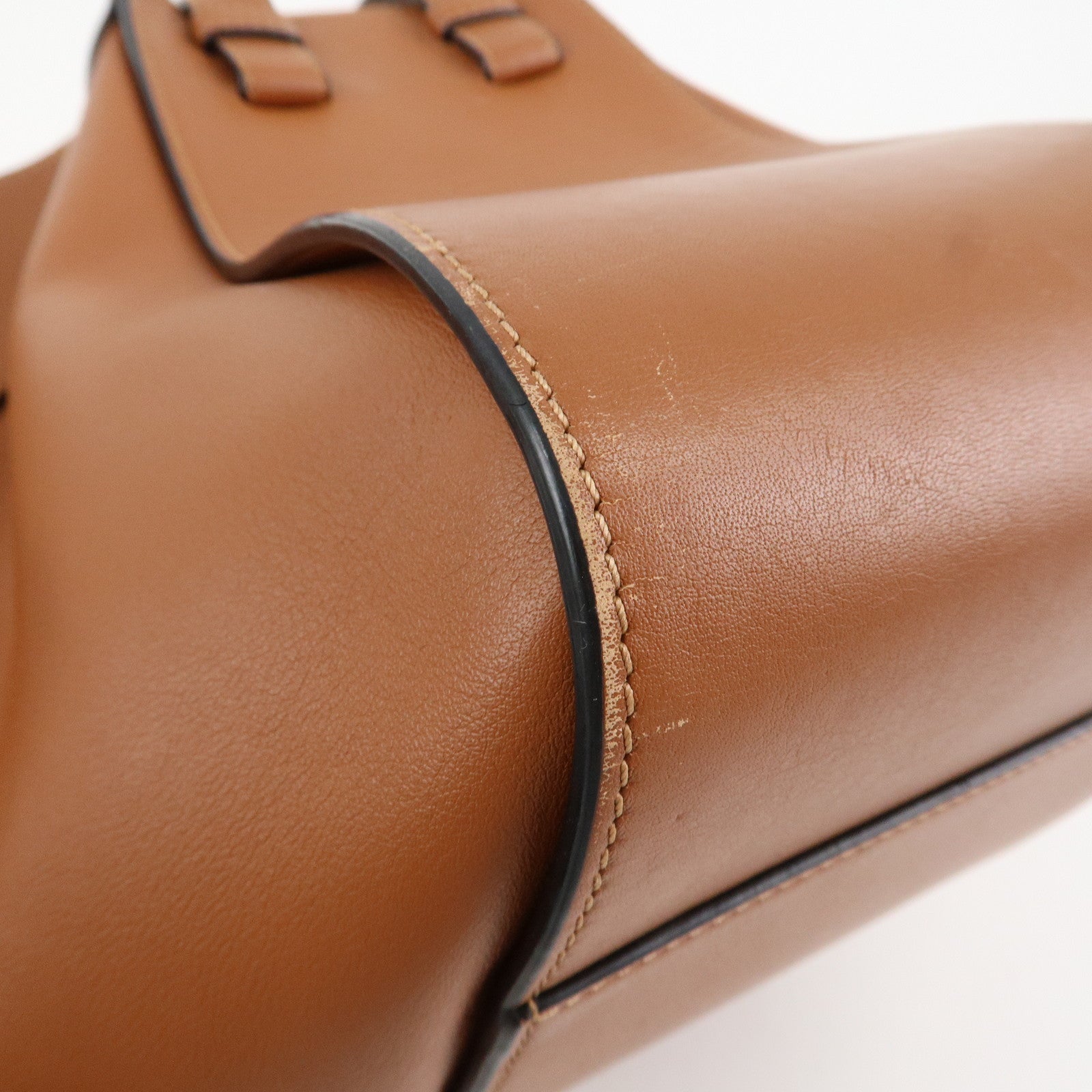 LOEWE Anagram Leather Hammock Small Shoulder Bag Tan Brown Used