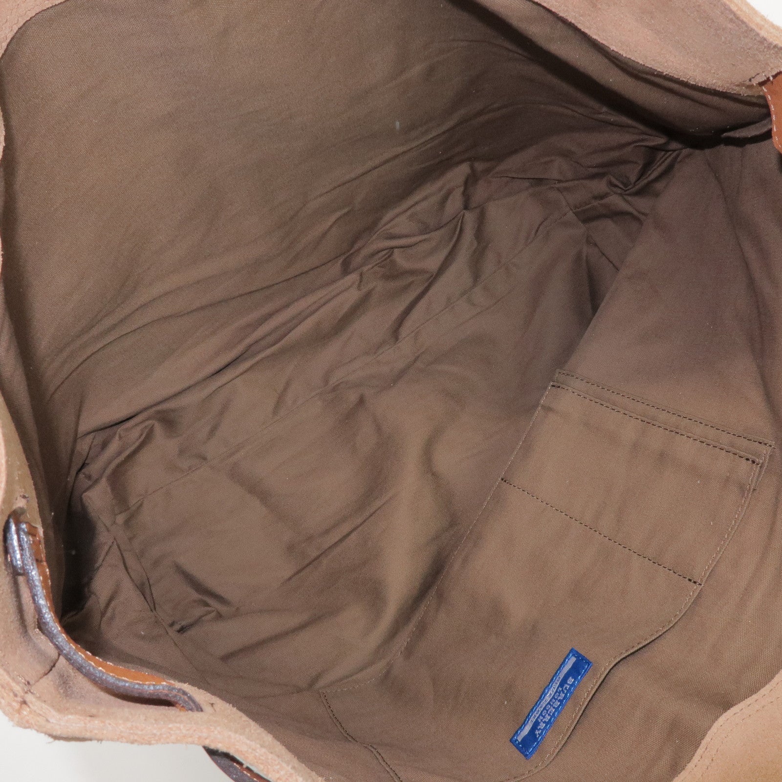 BURBERRY Blue Label Canvas Suede Leather Tote Bag Natural Brown