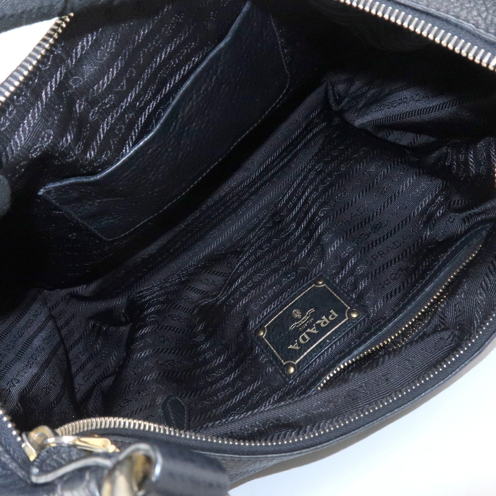 PRADA Leather Shoulder Bag Hand Bag Black BR4311