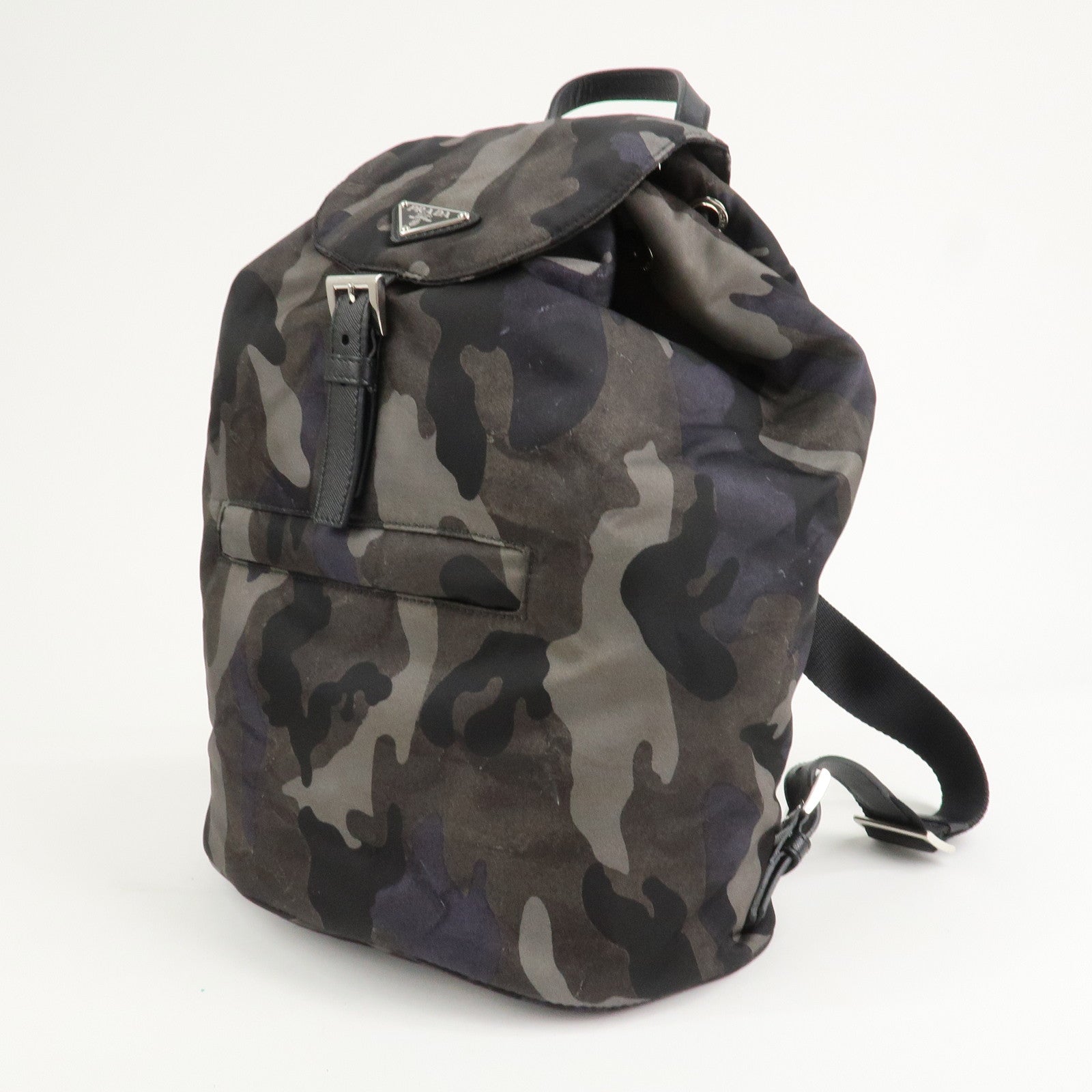 PRADA Triangle Logo Nylon Camouflage Backpack Ruck Sack BZ0032