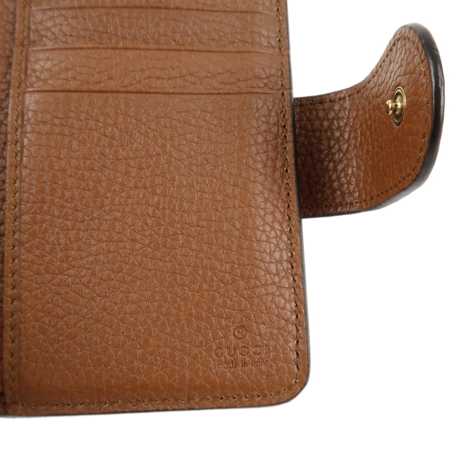 GUCCI GG Marmont Bamboo Leather Bi-Fold Wallet Brown 739498 Used