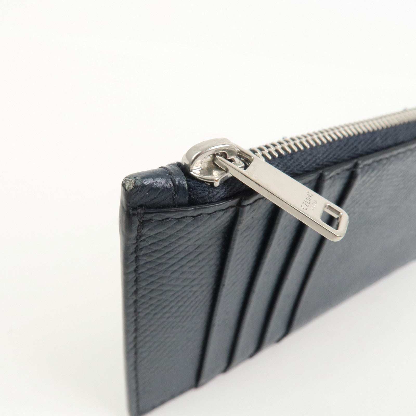CELINE Logo Leather Card Case Card Holder FragmentツCase Dark Navy