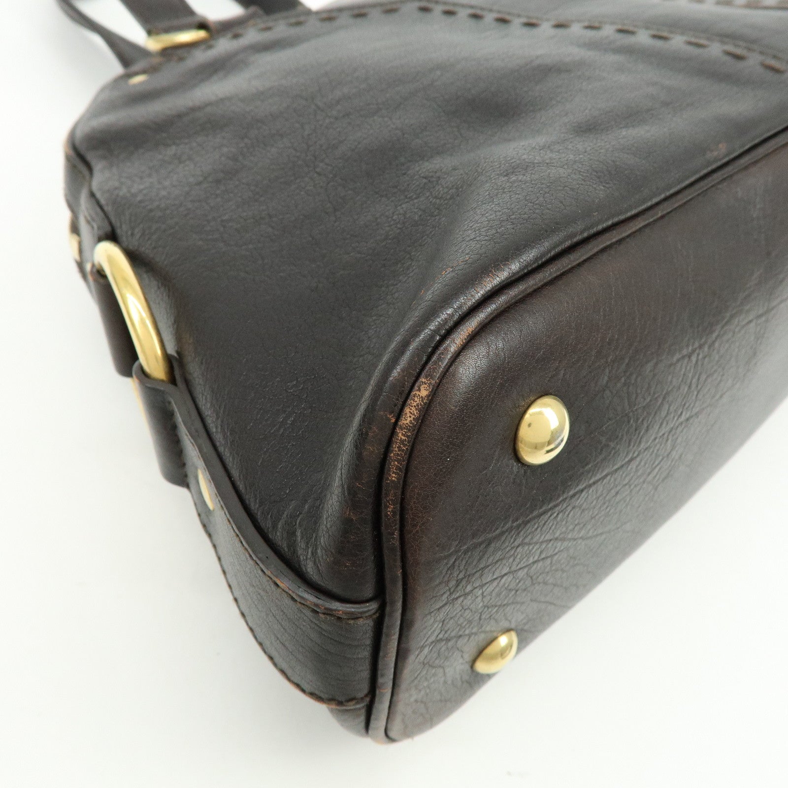 SAINT LAURENT PARIS Muse Y Line Calf Leather Hand Boston Bag Brown