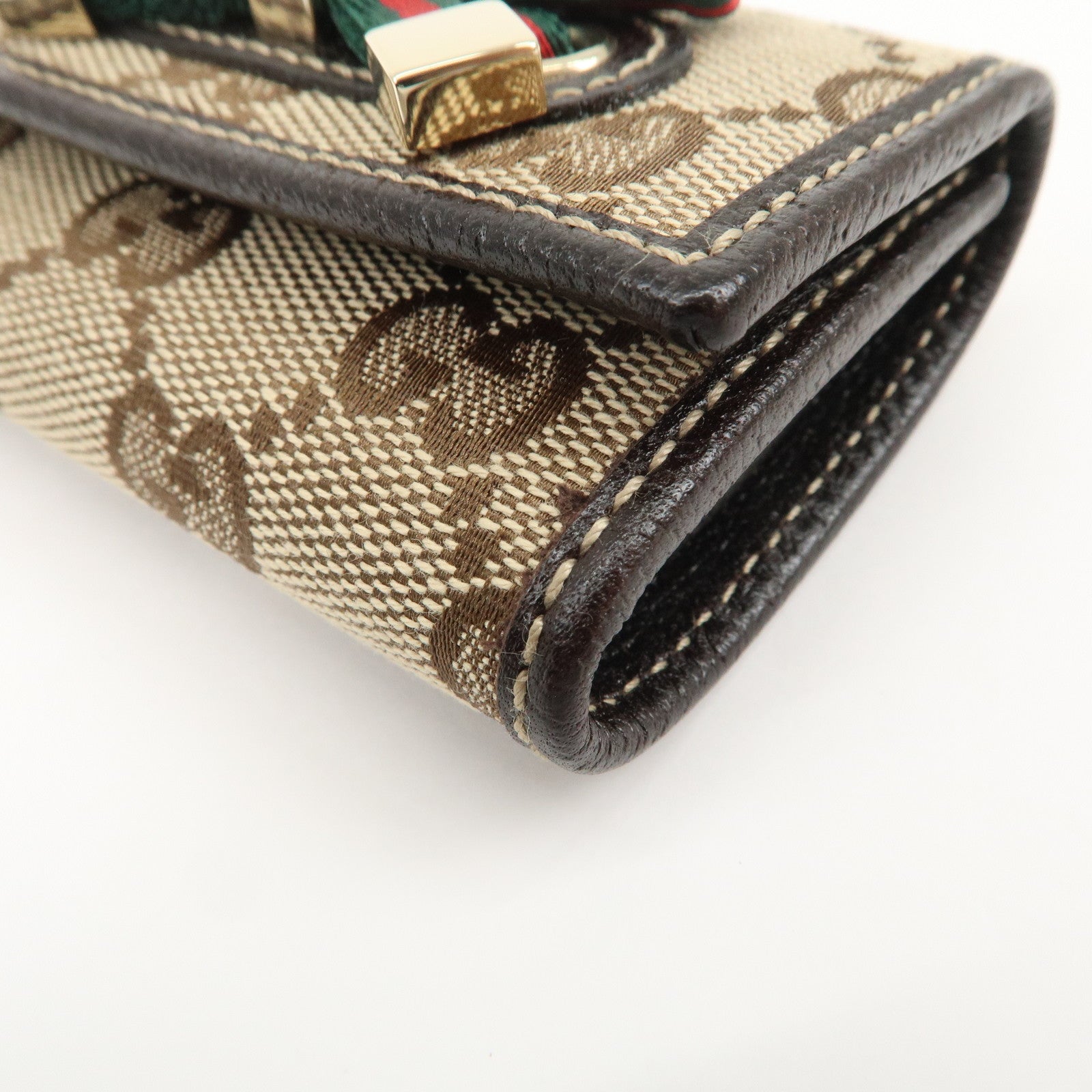 GUCCI Princy Sherry GG Canvas Leather 6 Rings Key Case Brown 162770