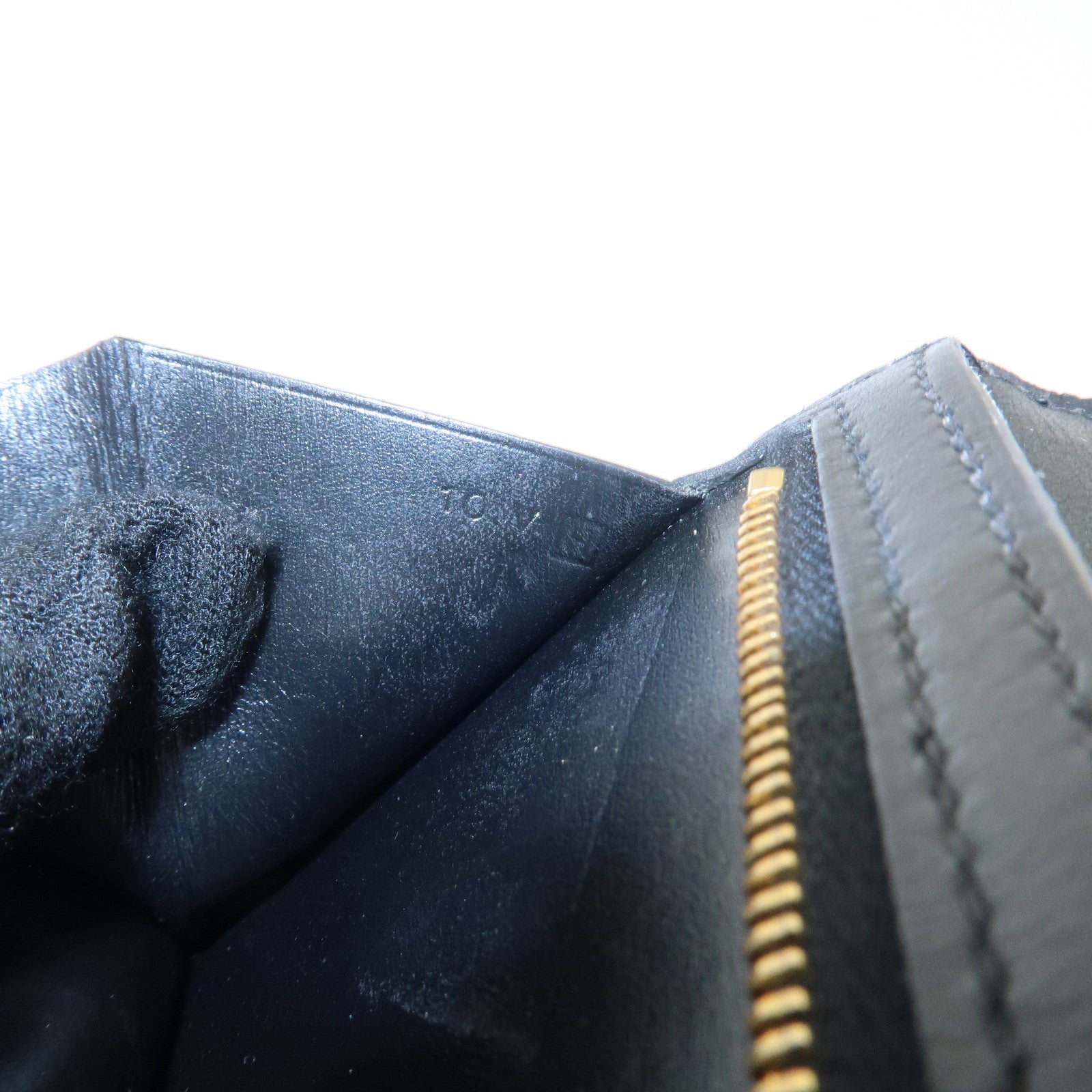 HERMES Bearn Leather Long Wallet H Stamped Black Gold HDW Used