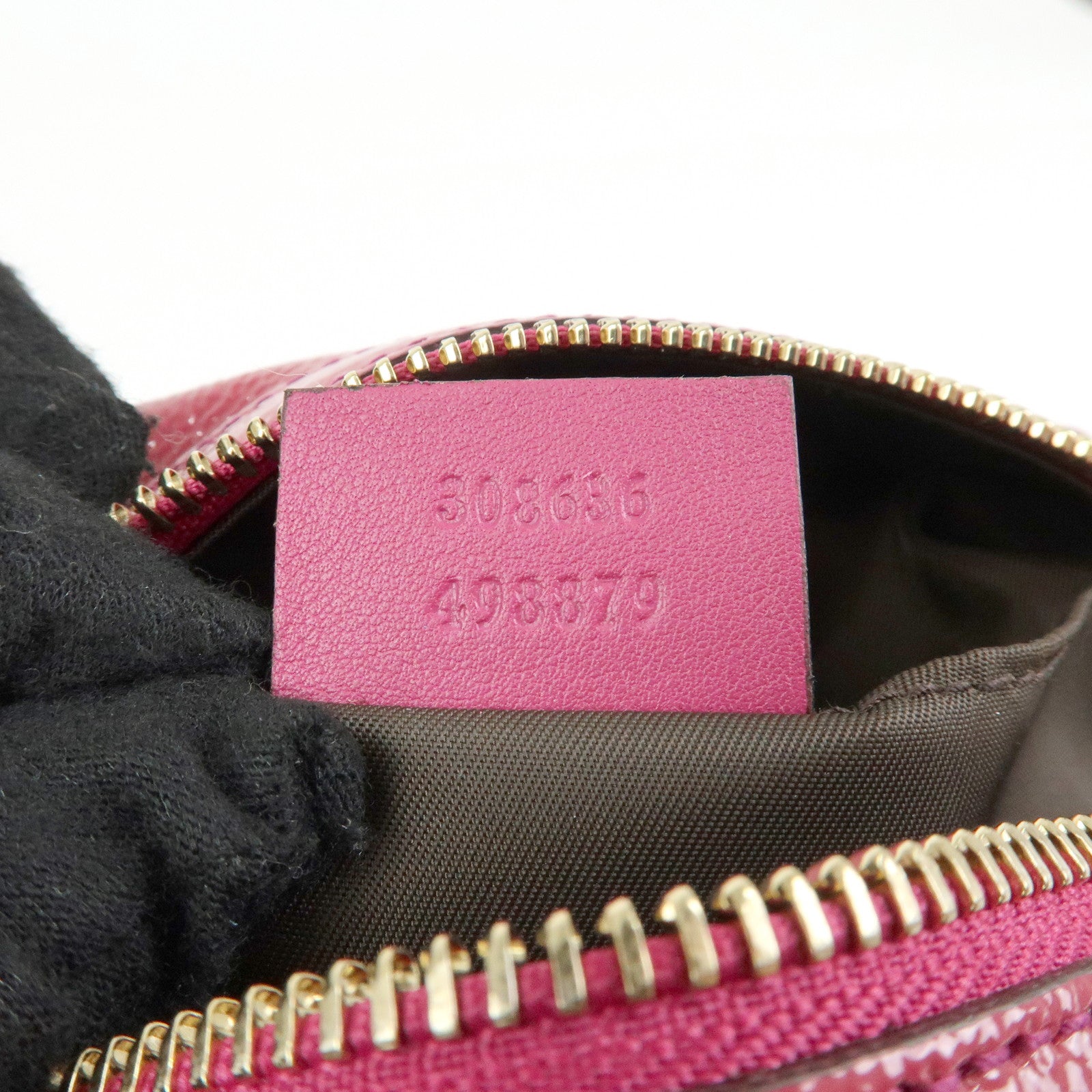 GUCCI Soho Interlocking G Nylon Patent Leather Cosmetic Pouch Pink