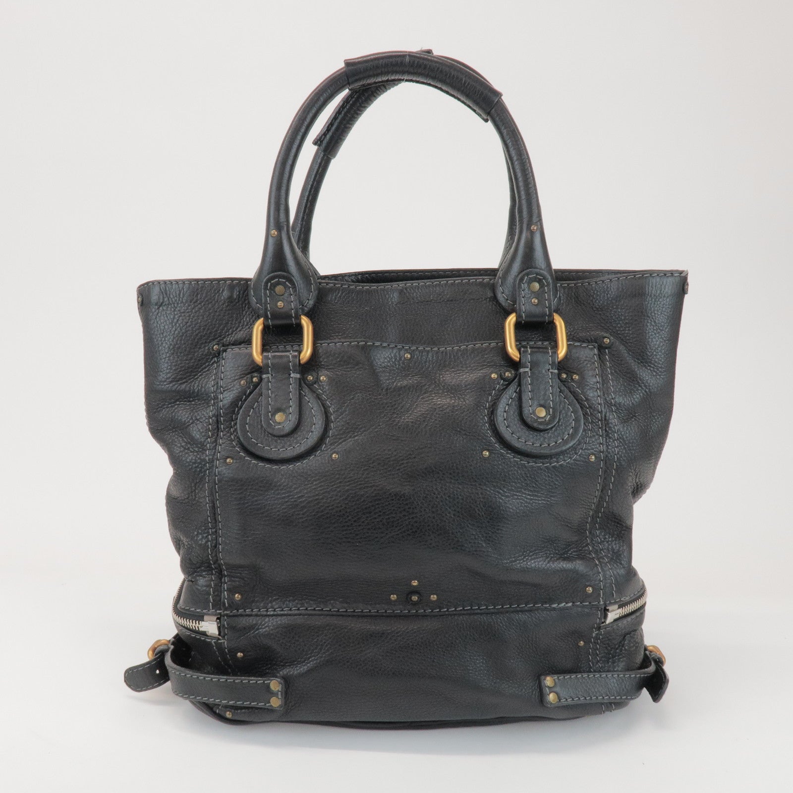 Chloe Paddington Leather Tote Bag Hand Bag Black