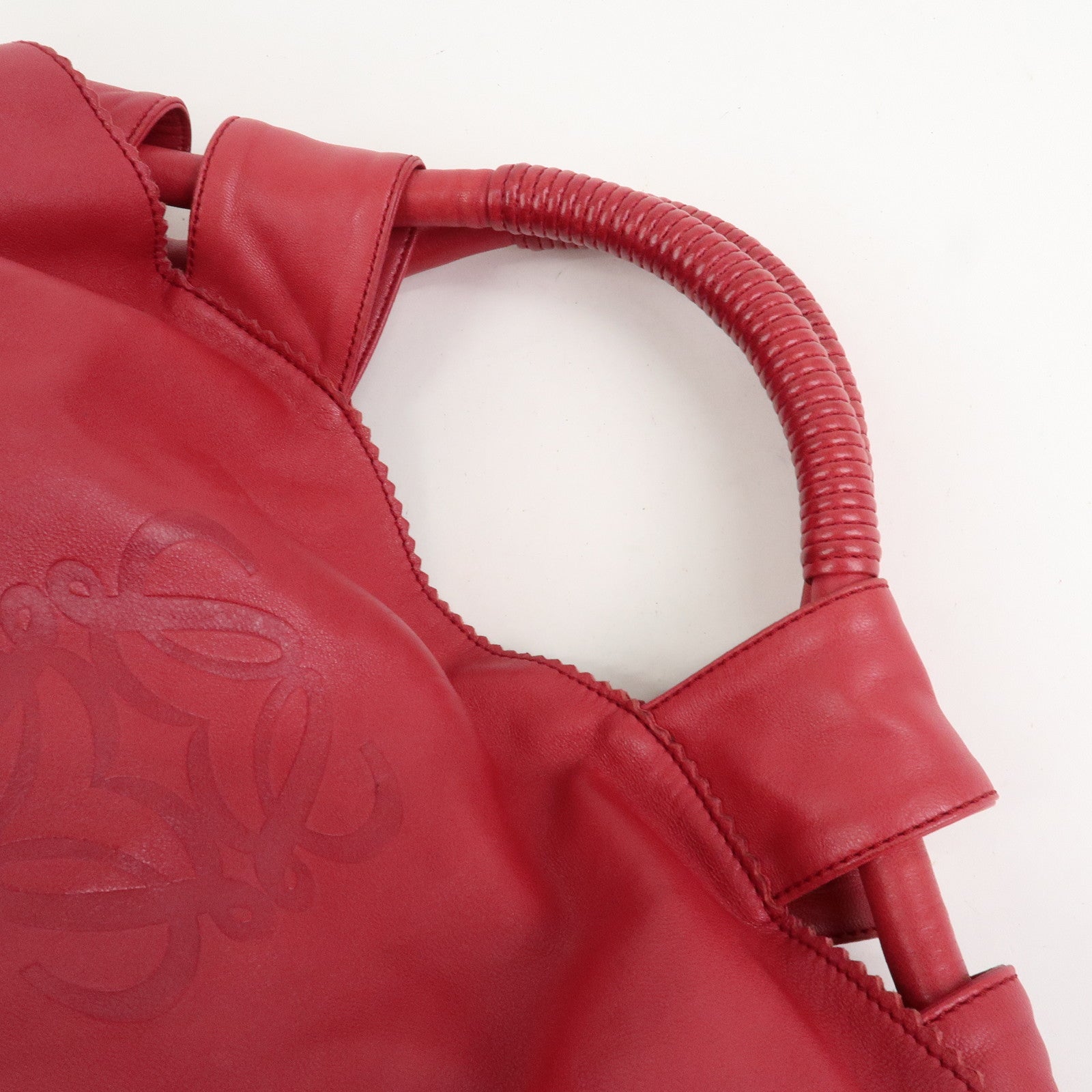 LOEWE Anagram Nappa Leather Nappa Aire Hand Bag Shoulder Bag Red