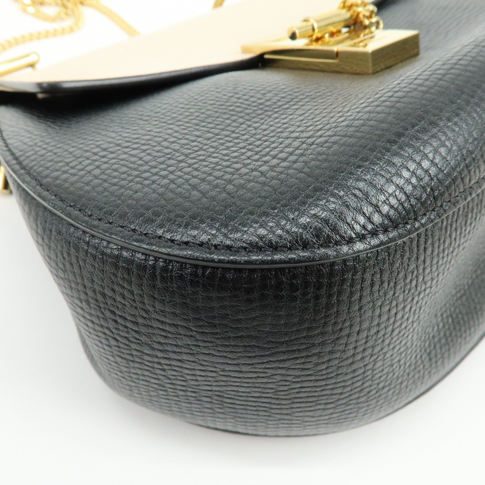 Chloe Drew Leather Shoulder Bag Crossbody Bag Black Ivory