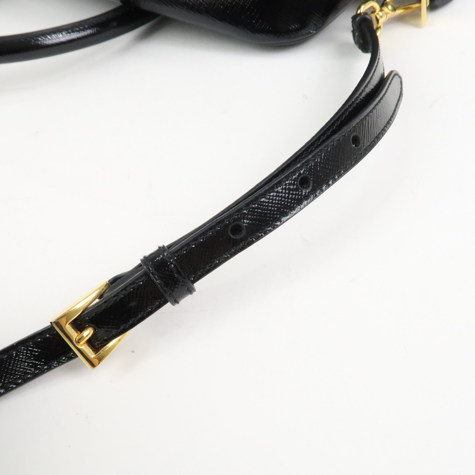 PRADA Flower Saffiano Leather 2Way Bag Hand Bag Black BL095M