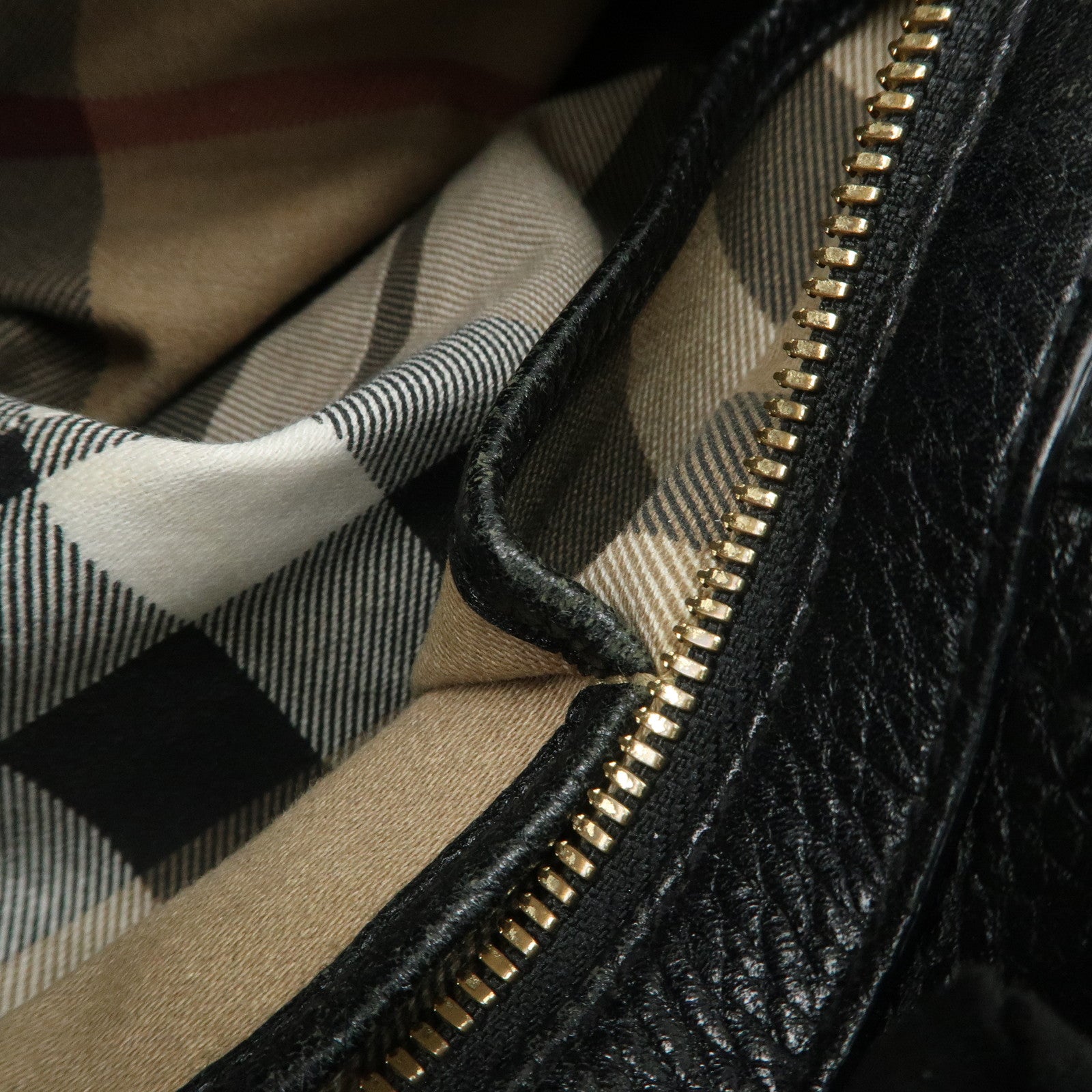 BURBERRY Leather Boston Bag Hand Bag Black Silver HDW