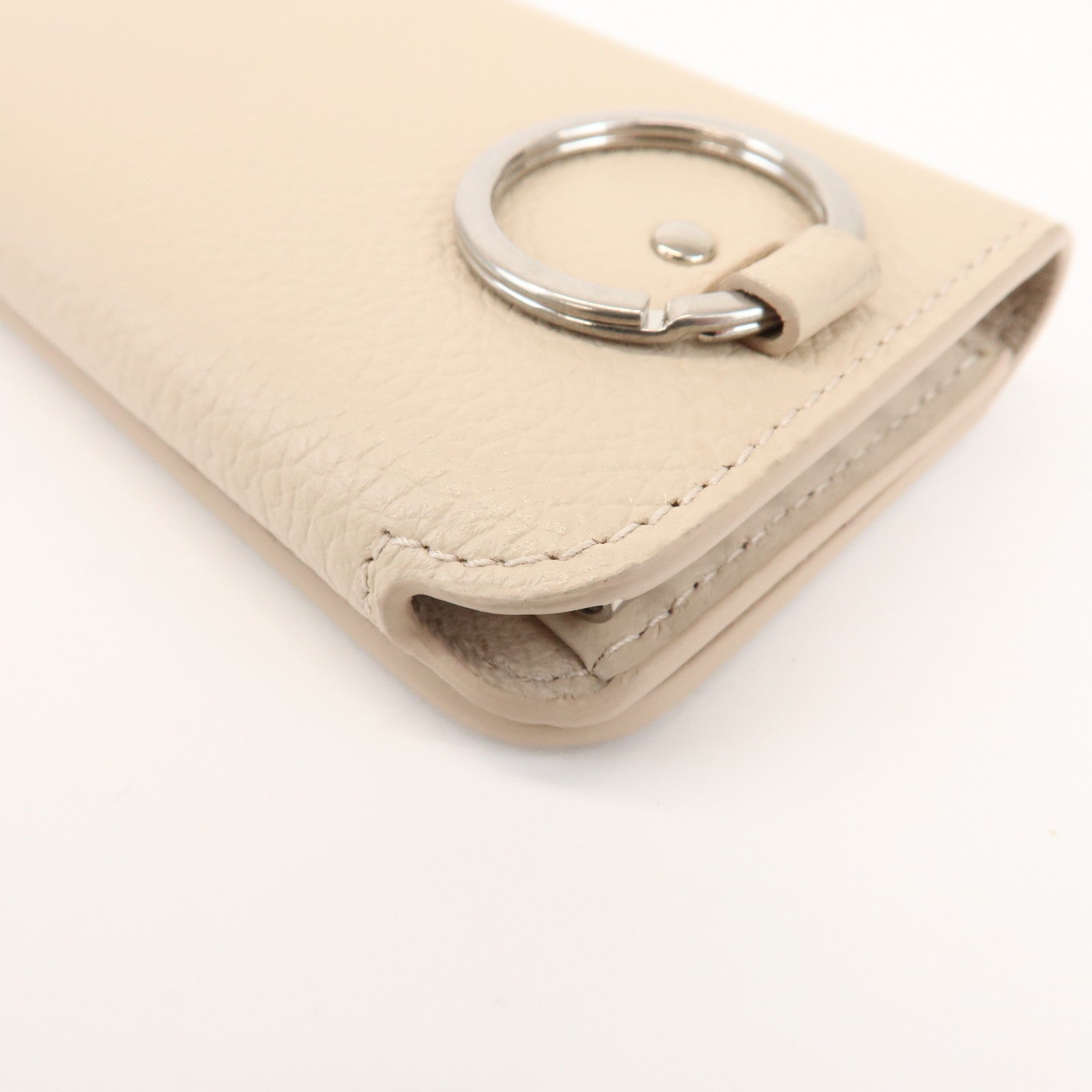 BALENCIAGA CASH Leather 6 Rings Key Case Key Holder Beige