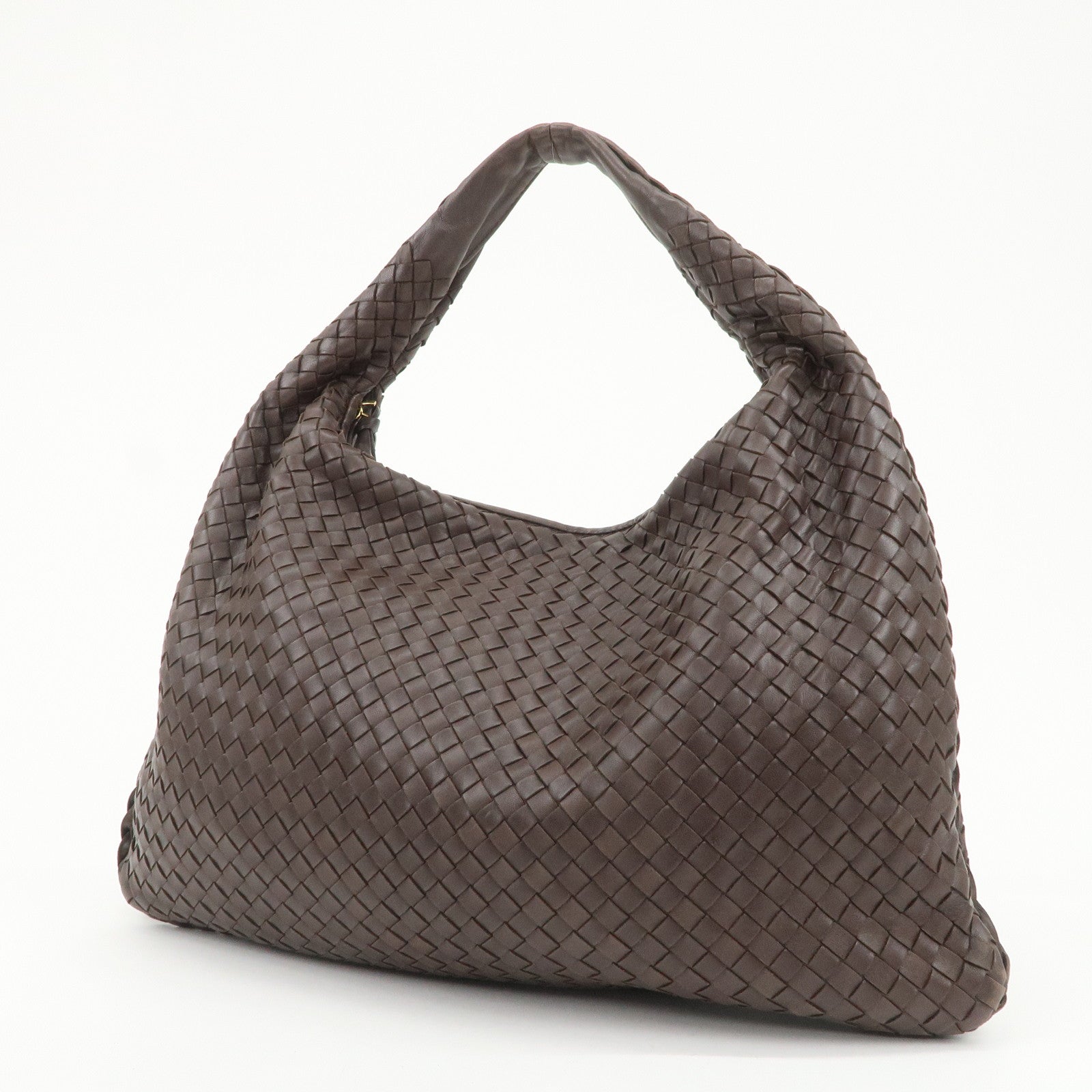 BOTTEGA VENETA Hobo Intrecciato Leather Shoulder Bag Hand Bag Brown