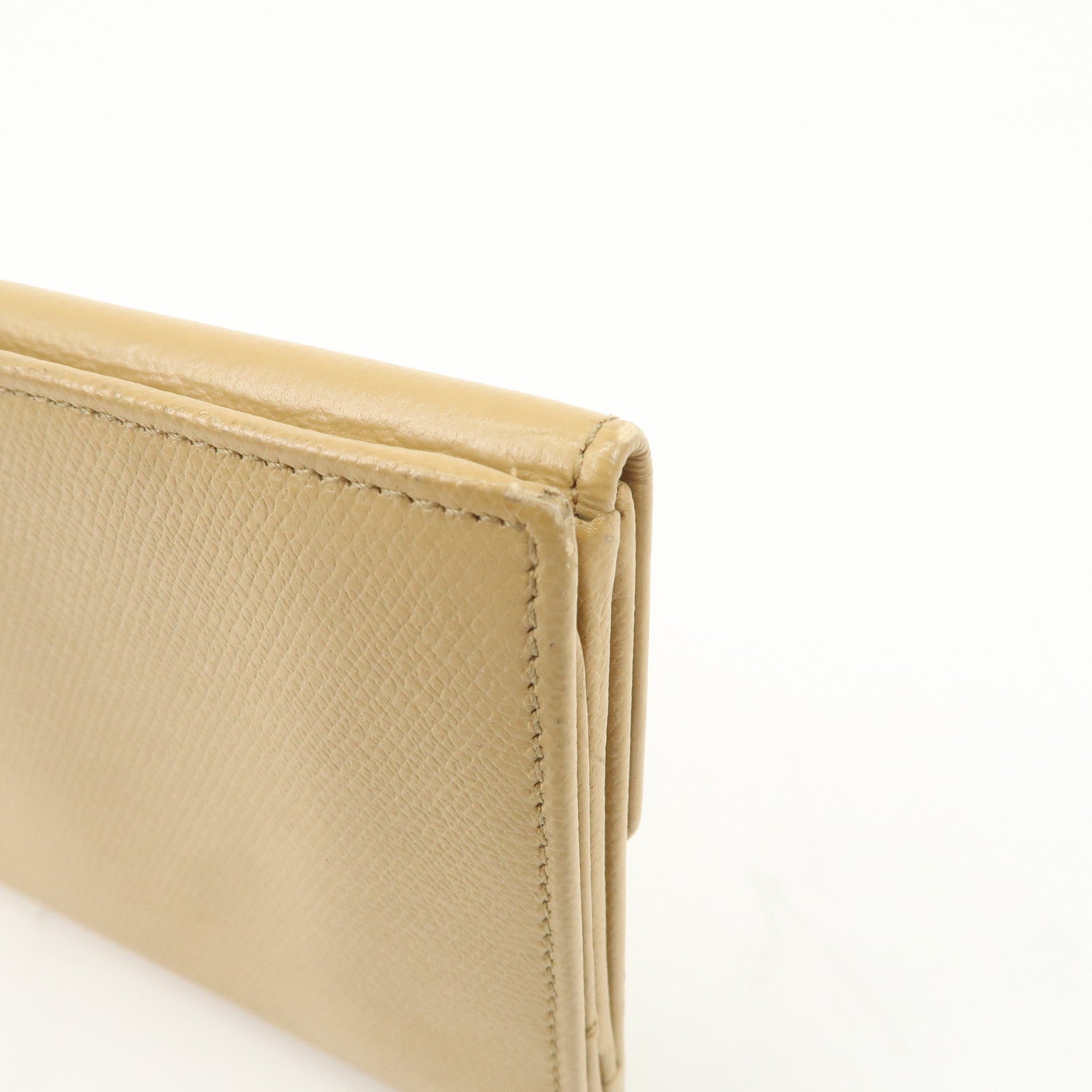 CHANEL COCO Button Leather Double Hook Long Wallet Beige A20905