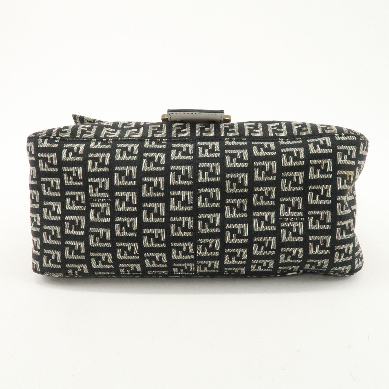 FENDI Mamma Baguette Zucchino Leather Canvas Shoulder Bag 8BR001 Used