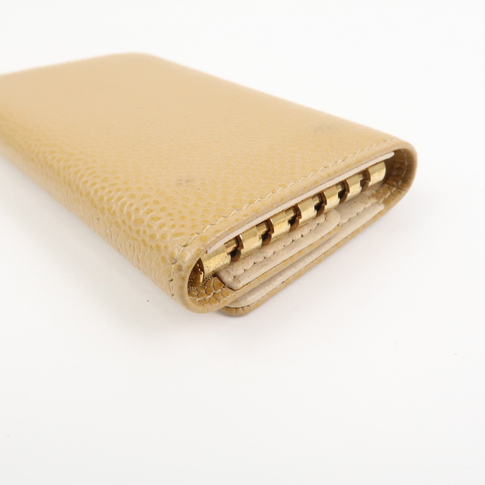 CHANEL COCO Mark Caviarskin Key Case Key Holder Light Brown