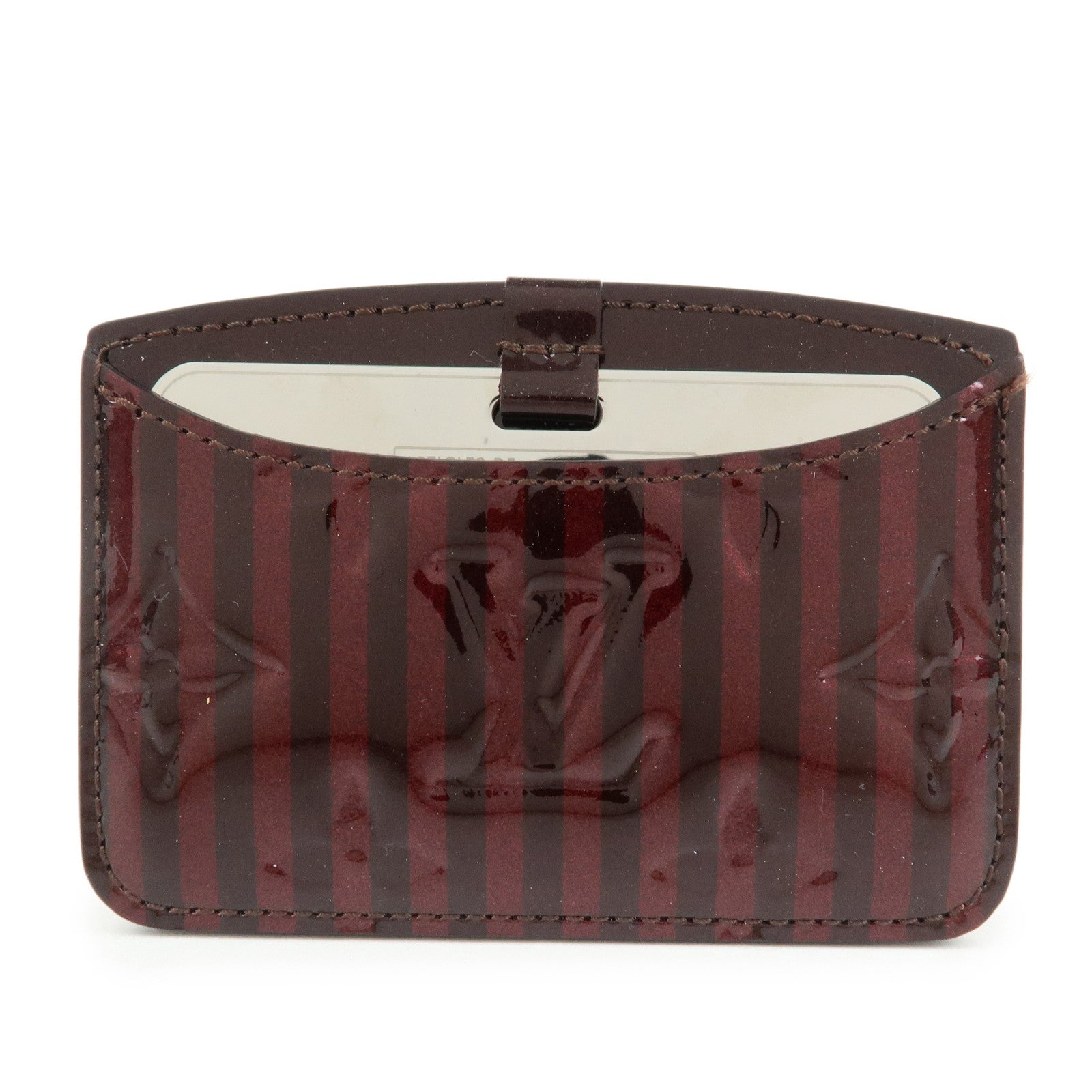 Louis Vuitton Rayures Vernis Etui Miroir Card Case Amarante PM91709