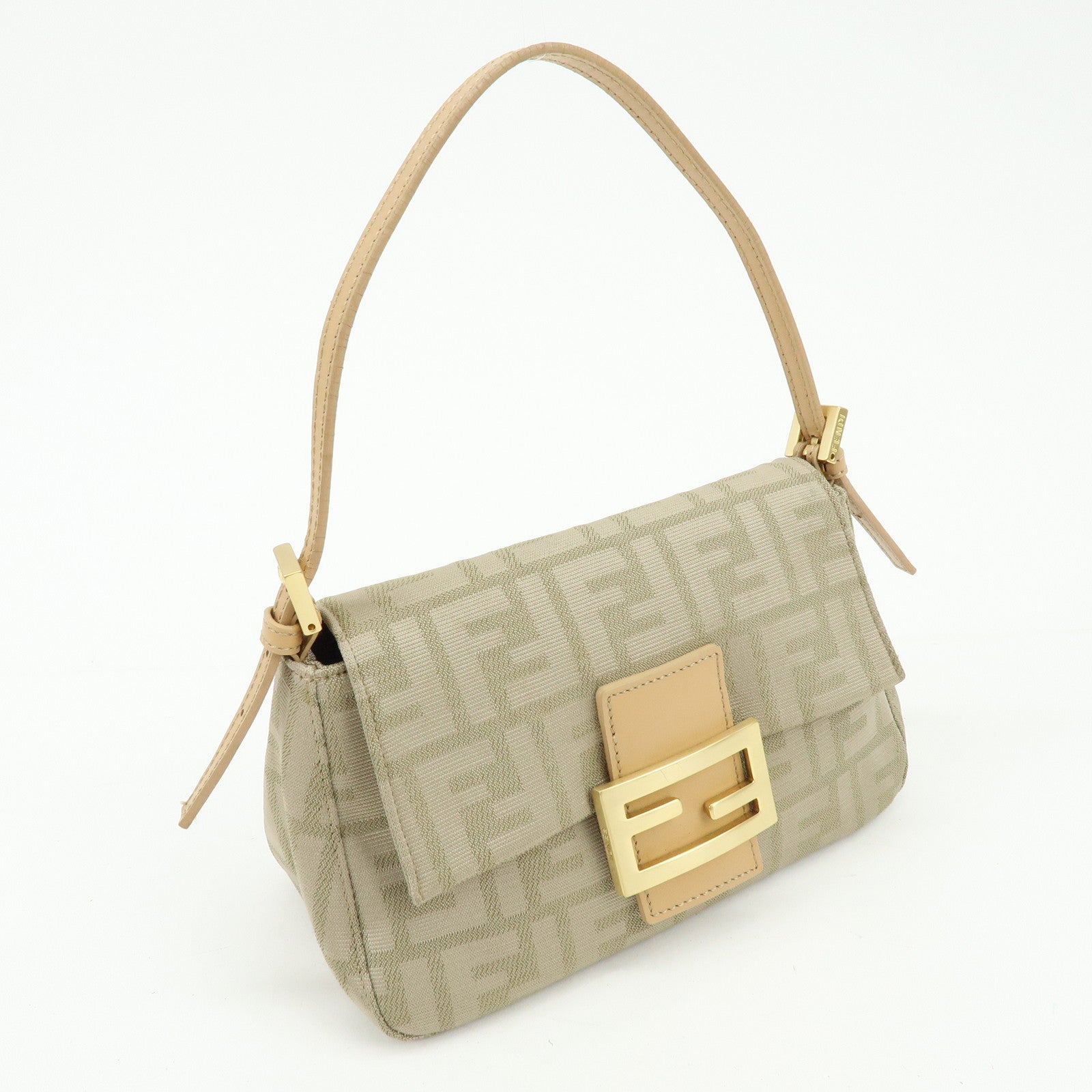 FENDI Zucca Canvas Leather Hand Bag Beige 8BR180