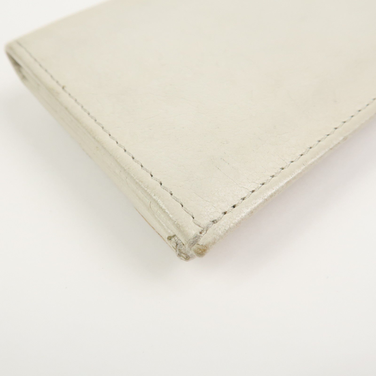 BALENCIAGA Logo Leather Card Case Card Holder Ivory 253050