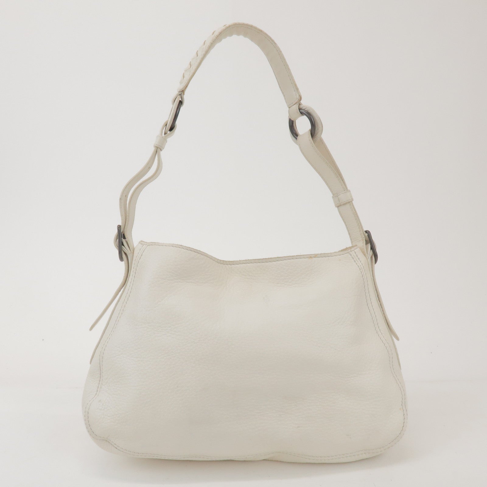 BOTTEGA VENETA Cervo Leather Shoulder Bag Hand Bag White 133507