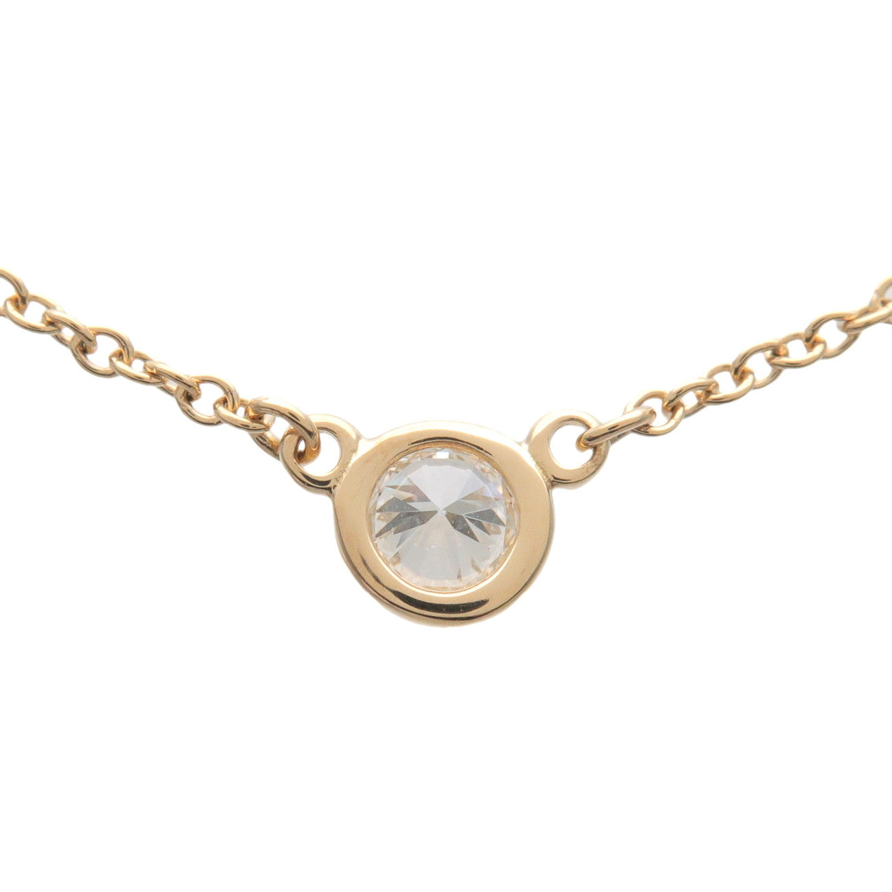 Tiffany & Co By The Yard 1P Diamond Necklace K18 750YG Yellow Gold