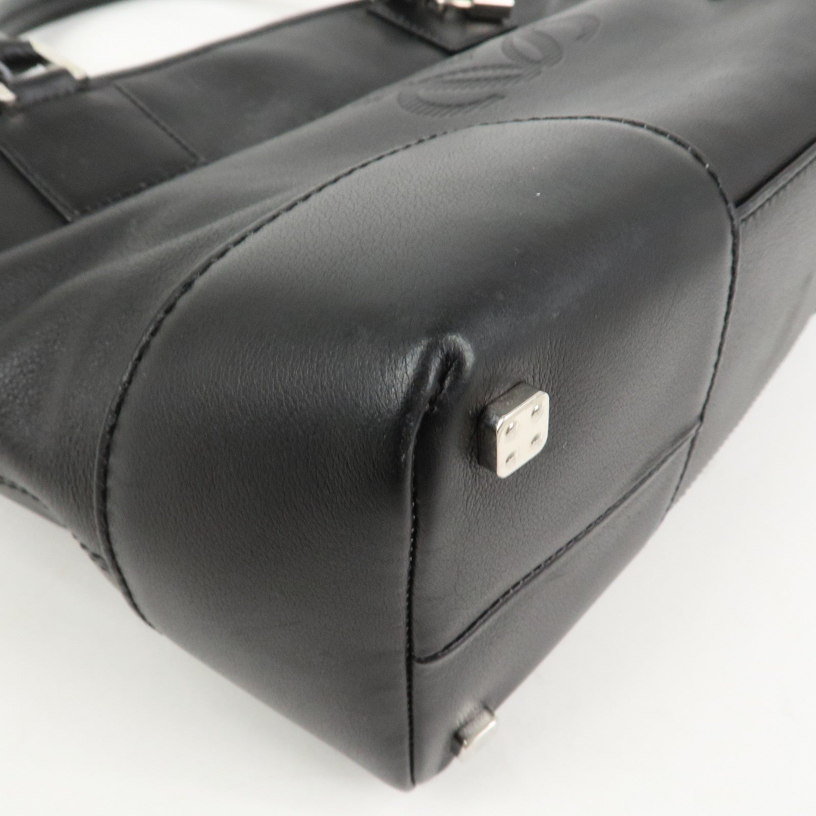 LOEWE Anagram Leather Tote Bag Hand Bag Black