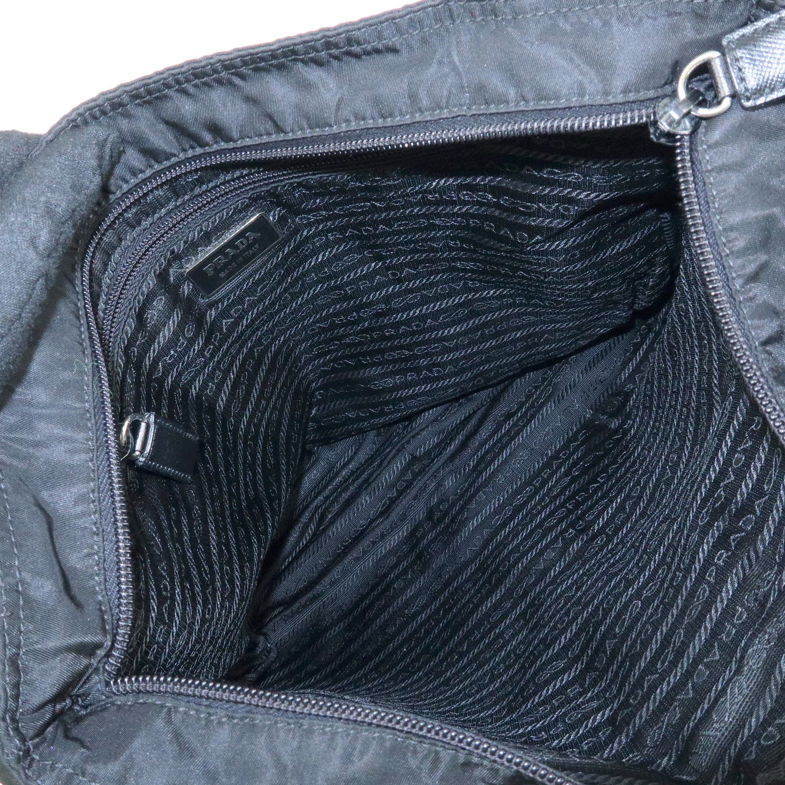 PRADA Triangle Logo Nylon Shoulder Bag Crossbody Bag Black