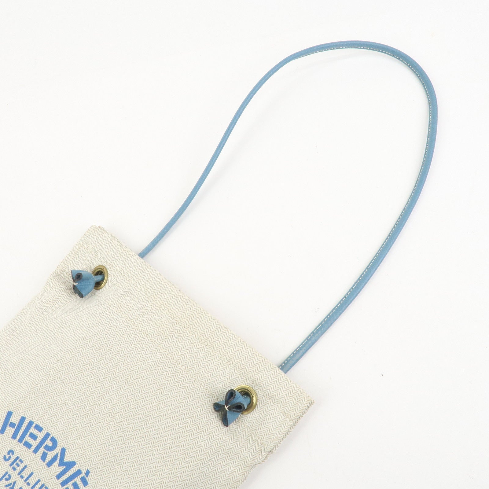 HERMES Aline PM Canvas Leather Shoulder Bag Blue