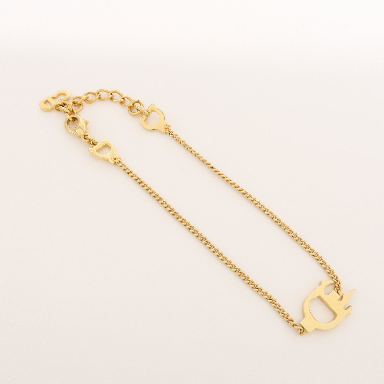Christian Dior Logo D Motif Metal Bracelet Gold