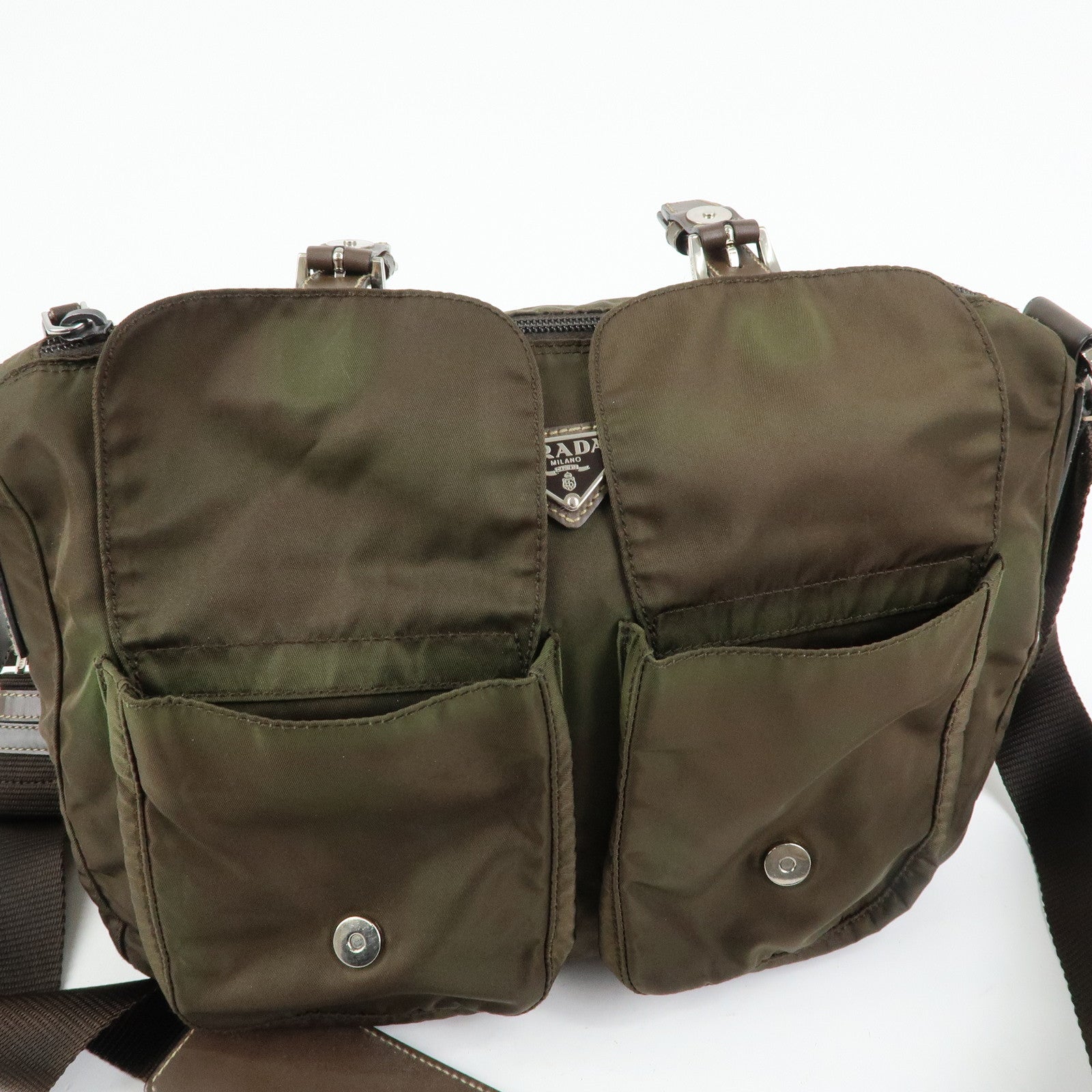 PRADA Tessuto Triangle Logo Shoulder Bag Crossbody Bag TST Khaki