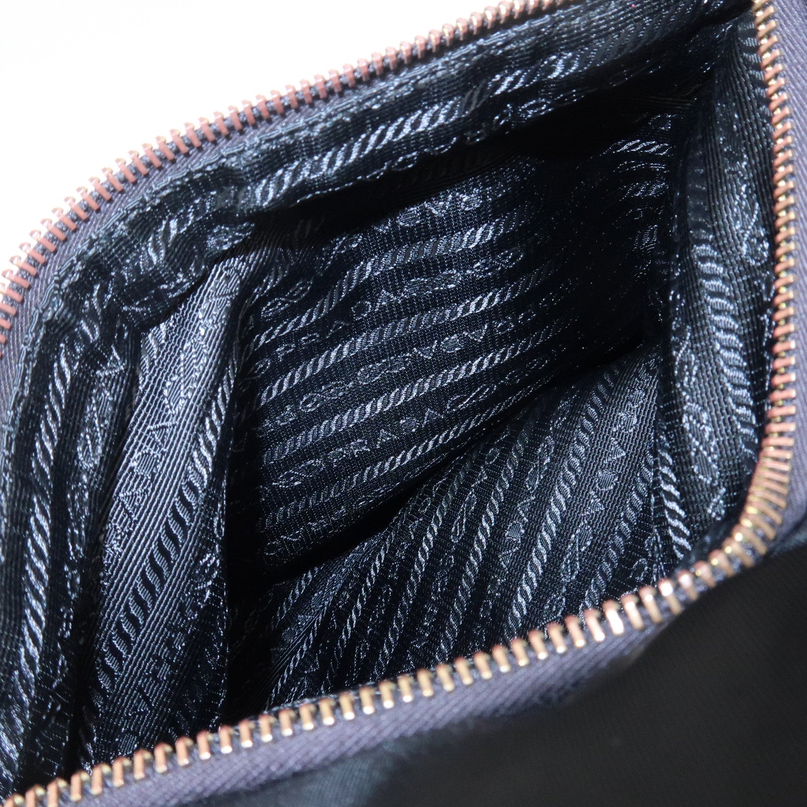 PRADA Logo Nylon Saffiano Leather Shoulder Bag Crossbody Bag Black