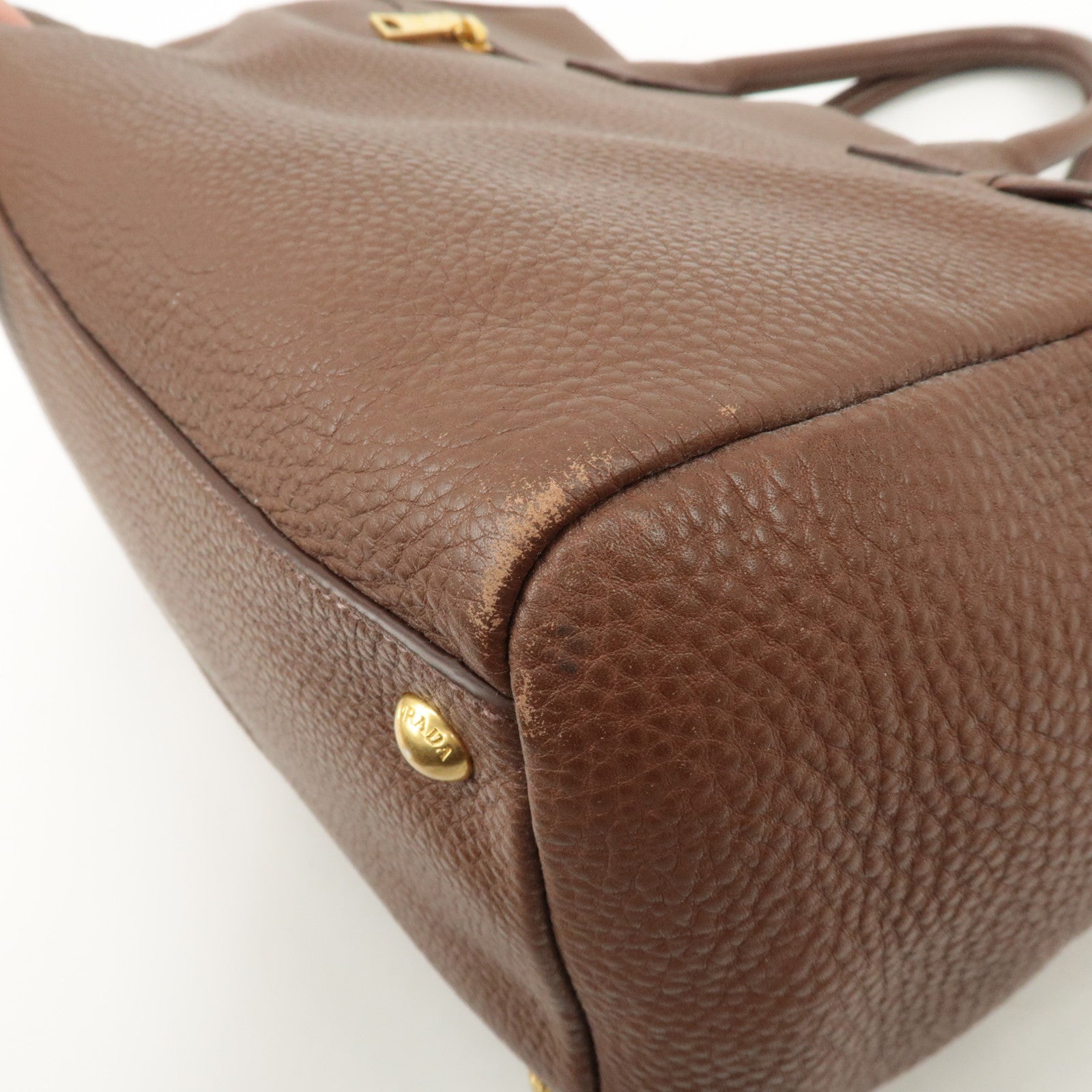 PRADA Vitello Daino Leather 2Way Tote Bag Shoulder Bag BN2545 Used