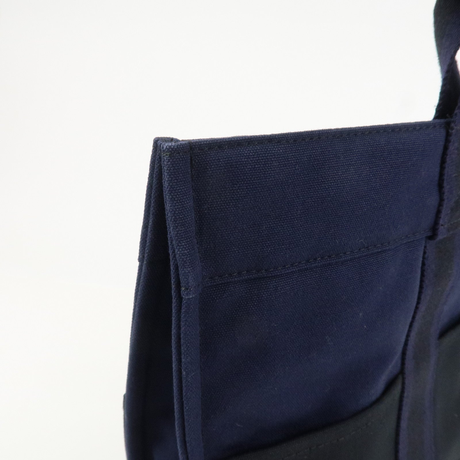 HERMES Fourre Tout MM Canvas Tote Bag Hand Bag Black Navy