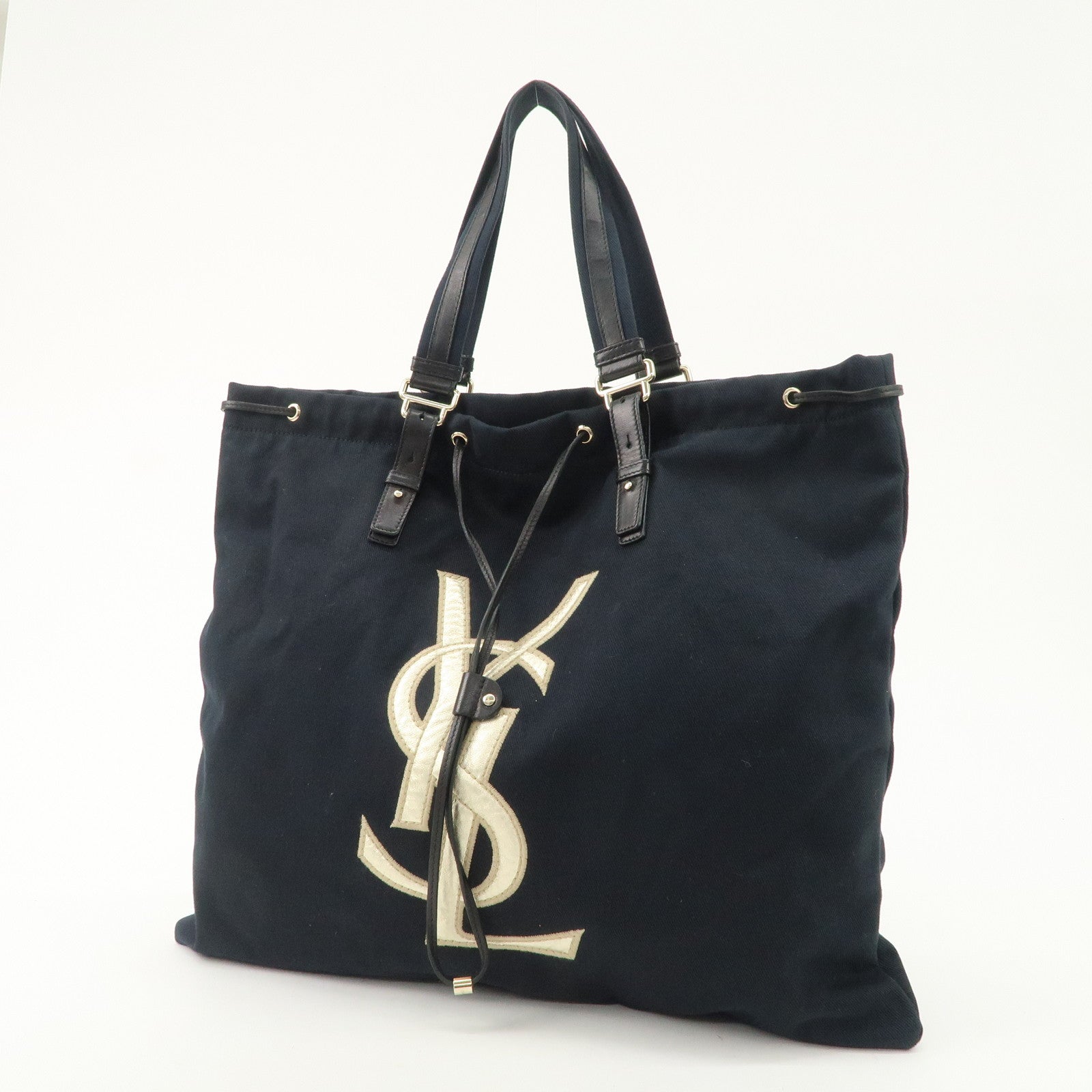 Saint Laurent Kahala Canvas Leather Tote bag Shoulder Bag Black Used