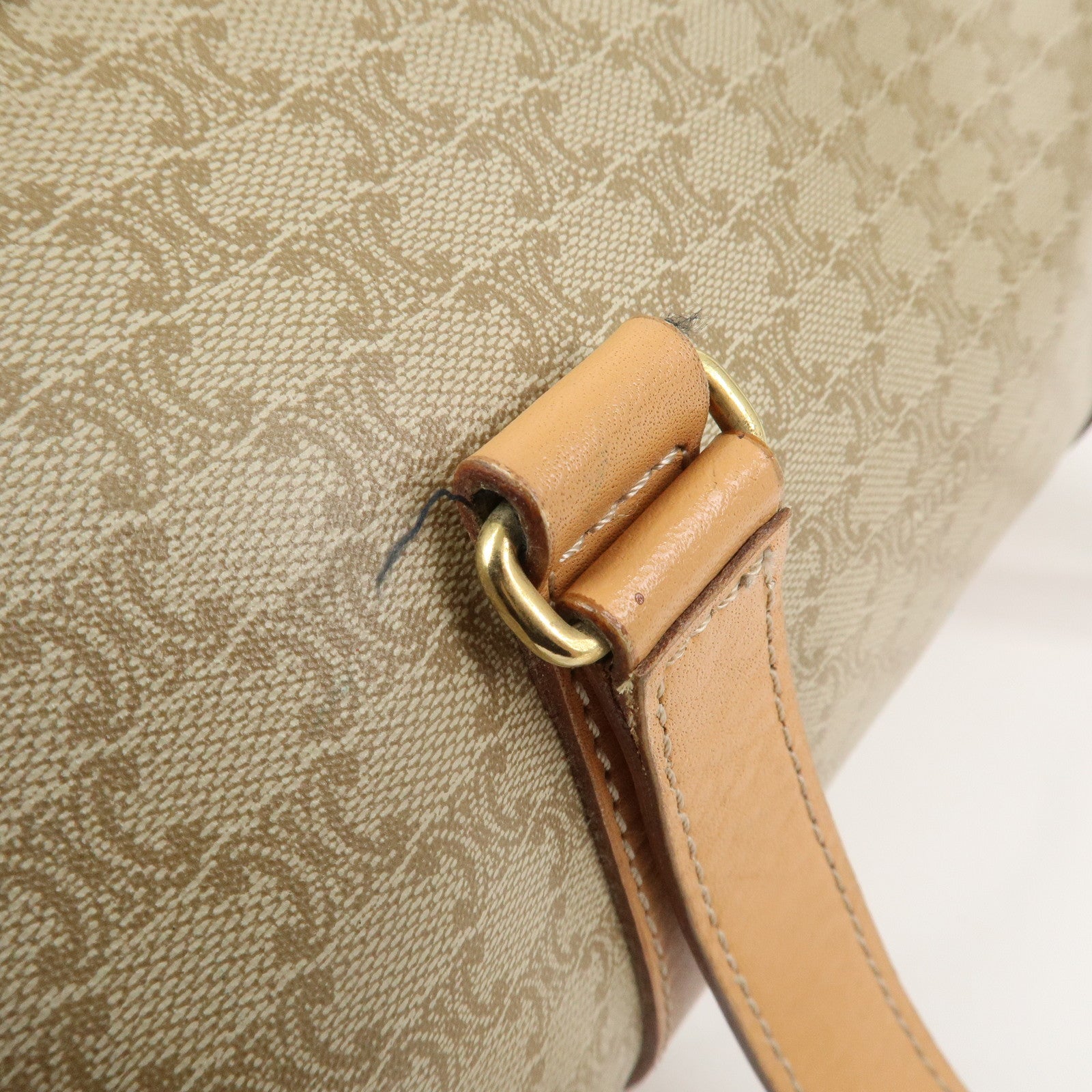 CELINE Macadam PVC Leather Shoulder Bag Hand Bag Beige